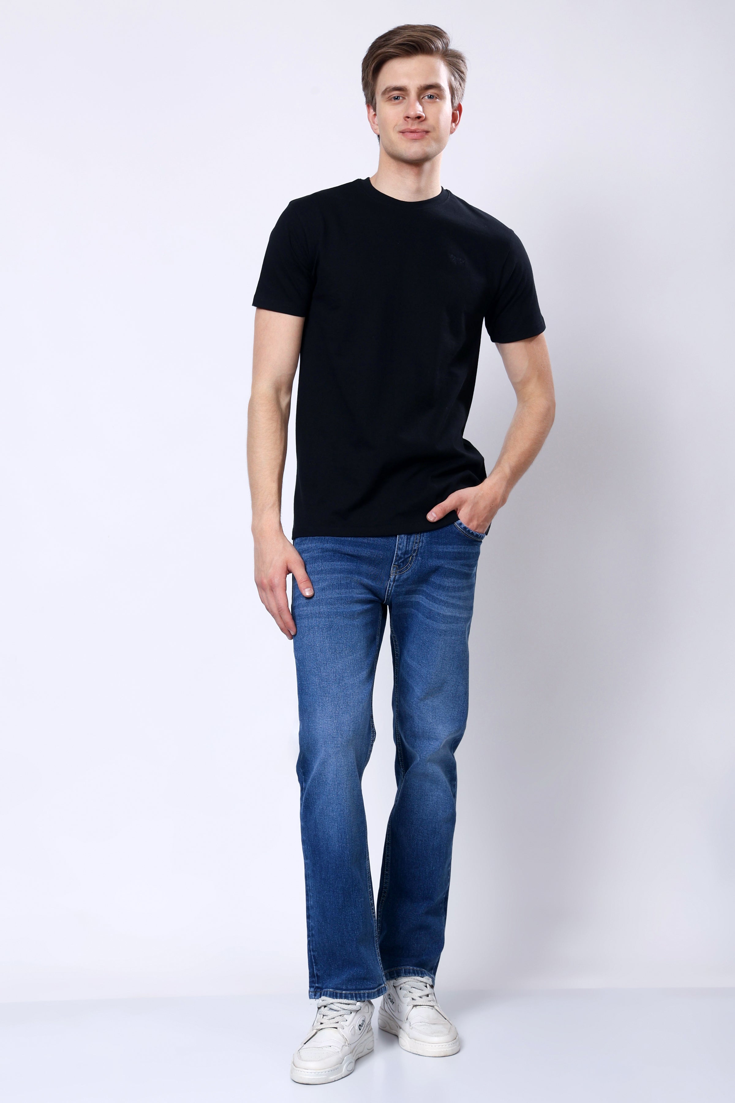 Stylox Men’s Mid-Rise Comfort Fit Stretchable Light Blue Denim Jeans - Stylox