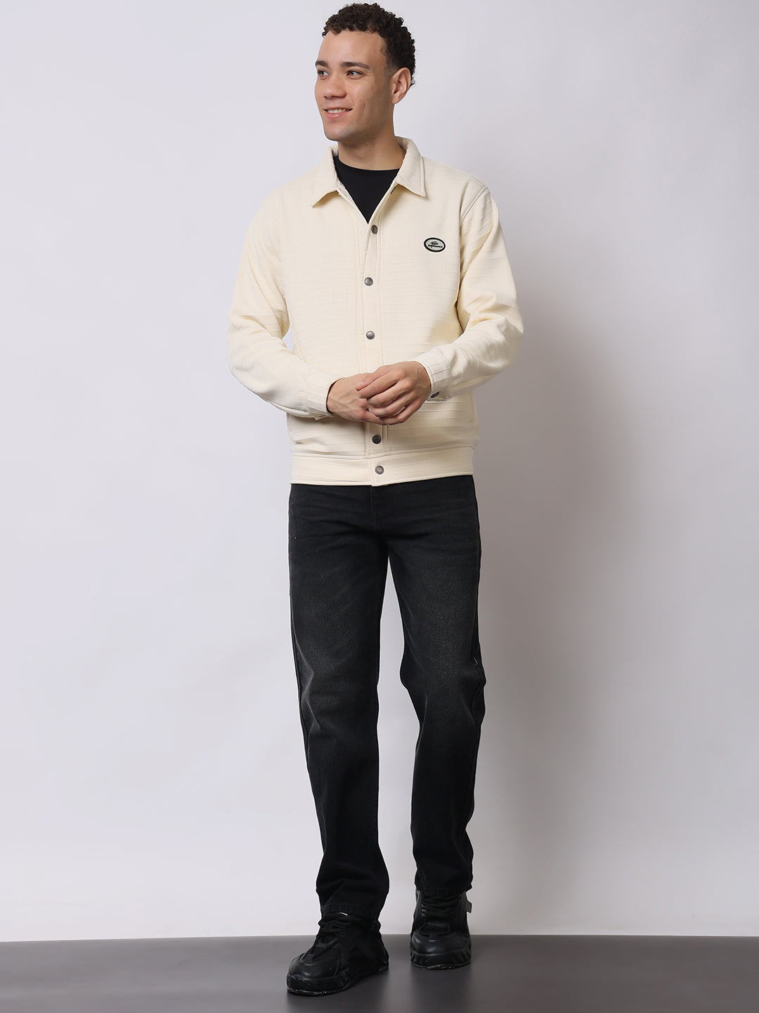 Stylox Men’s Textured Button-Down Shacket – Lightweight Casual Jacket for Winter & Fall