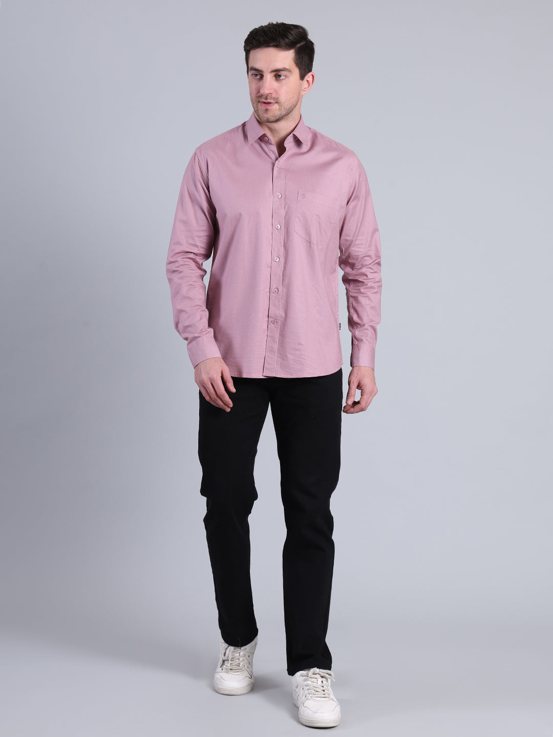 Stylox Men’s Solid Casual Shirt | Full Sleeve Regular Fit Shirt for Everyday Wear
