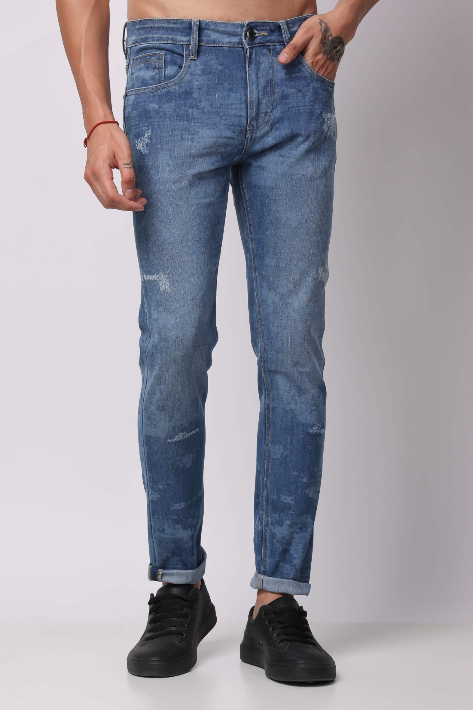 STYLOX Men’s Light Blue Ankle Fit Jeans - Premium Denim,