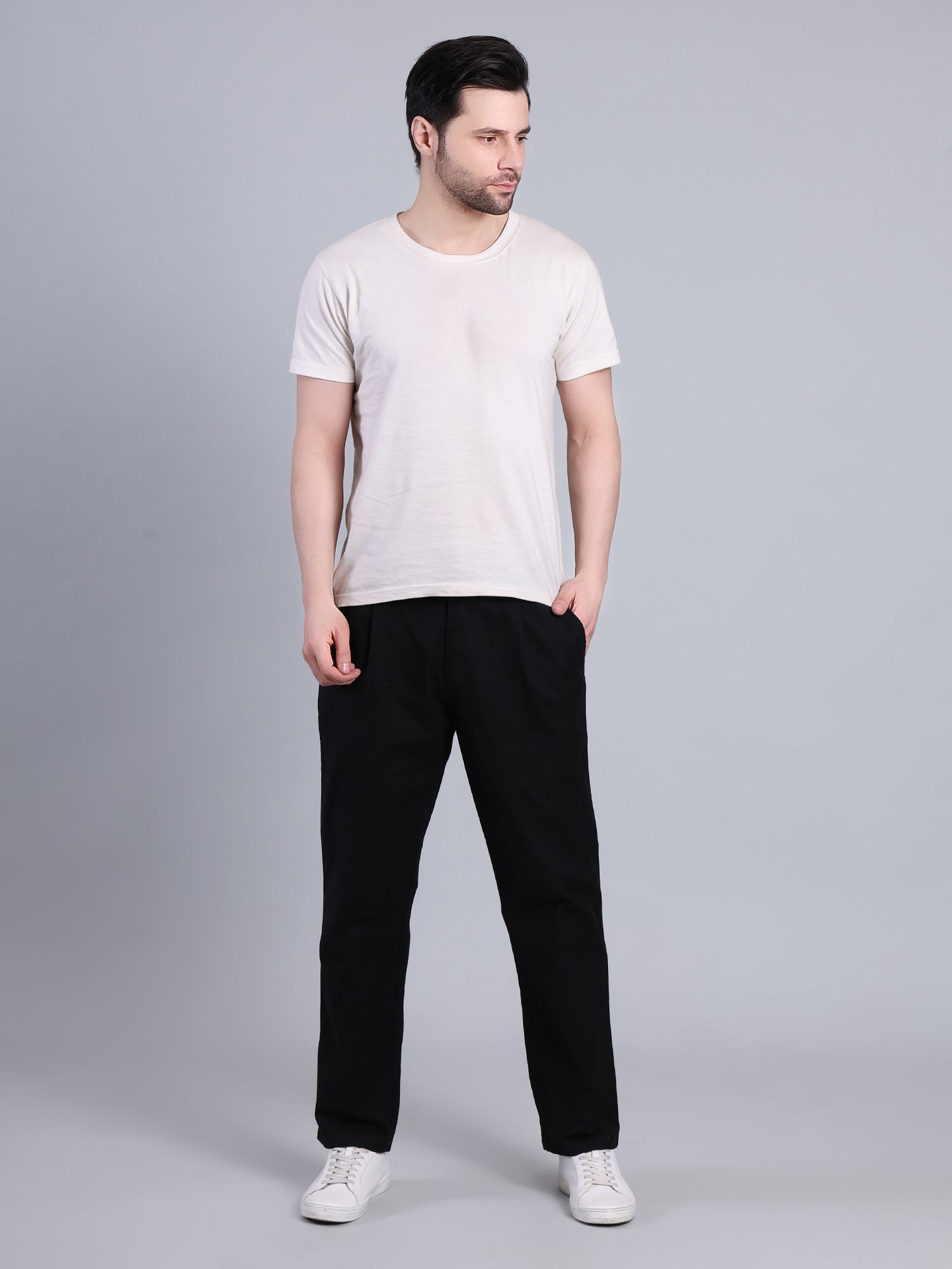 Stylox Men’s Cotton Linen Blend Trousers | Regular Fit Pleated Pants