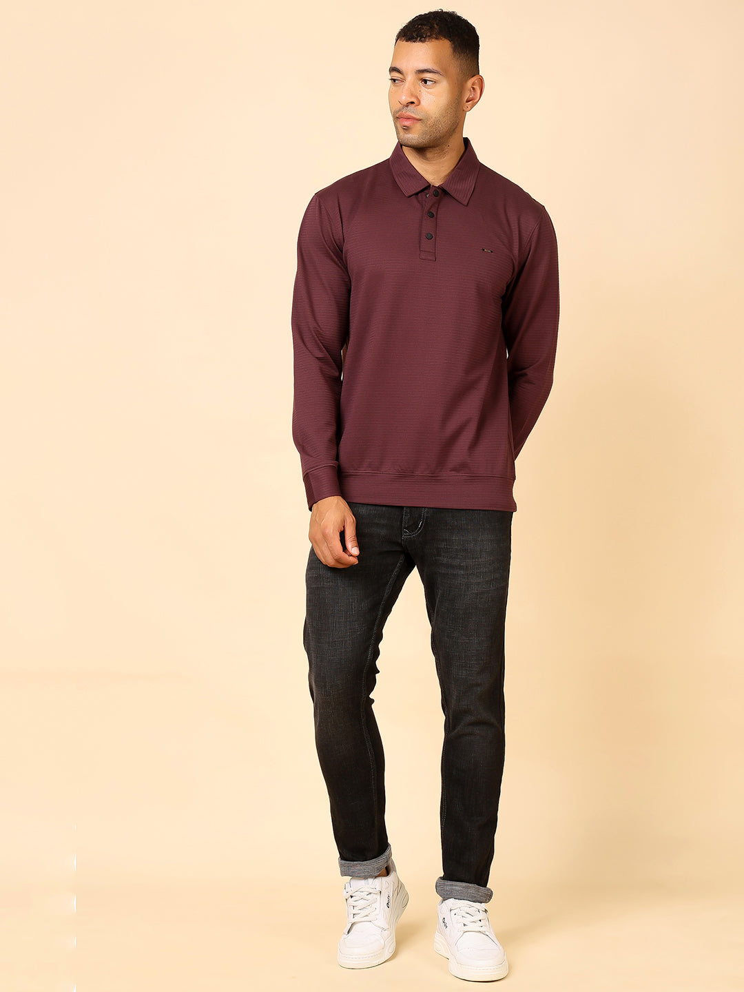 Stylox Men’s Polo Neck Sweatshirt with Button Placket