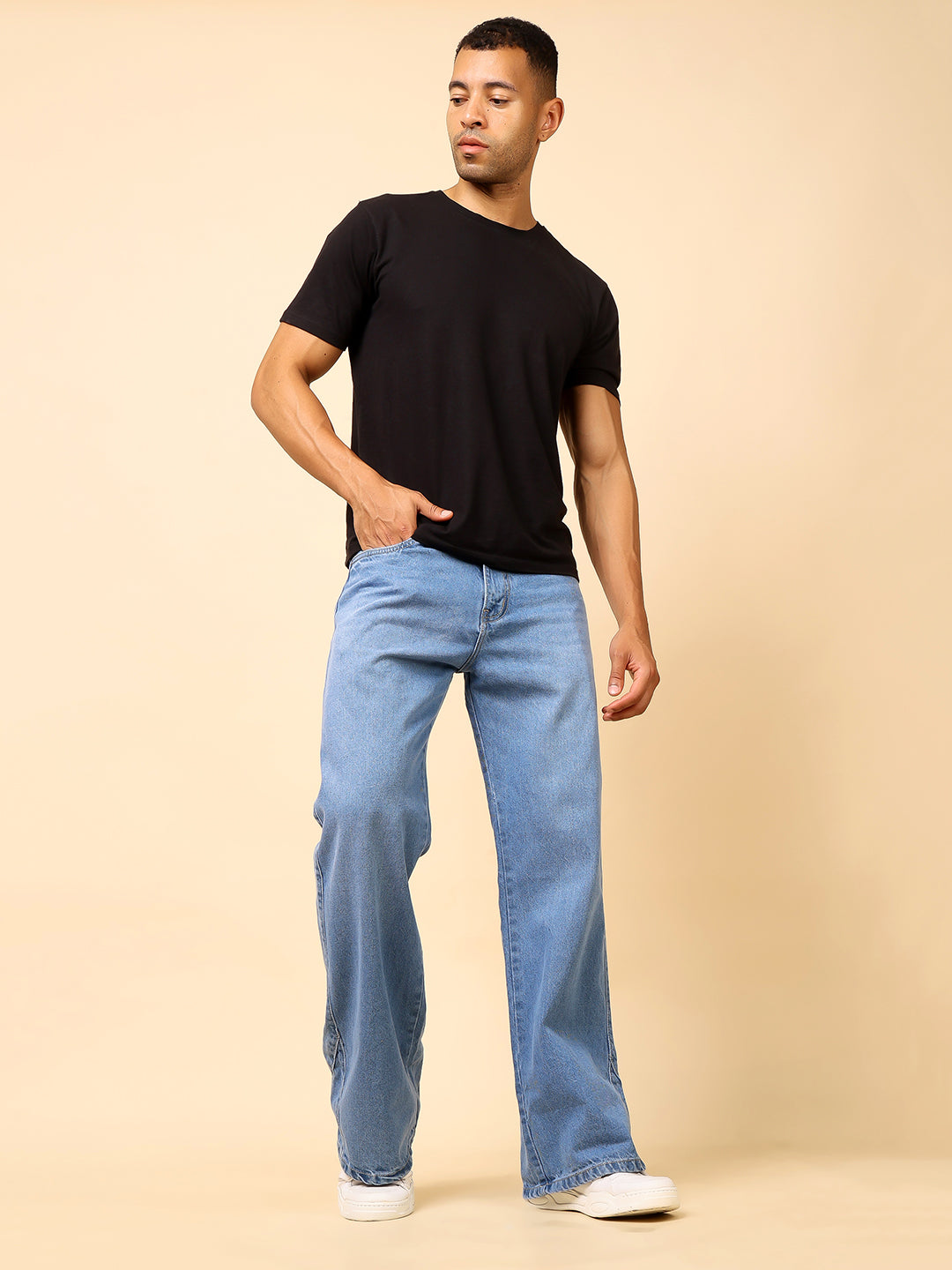 Stylox Men’s Baggy Fit Relaxed Casual Denim Jeans - Dark Blue, Mid Night Blue & Light Blue,