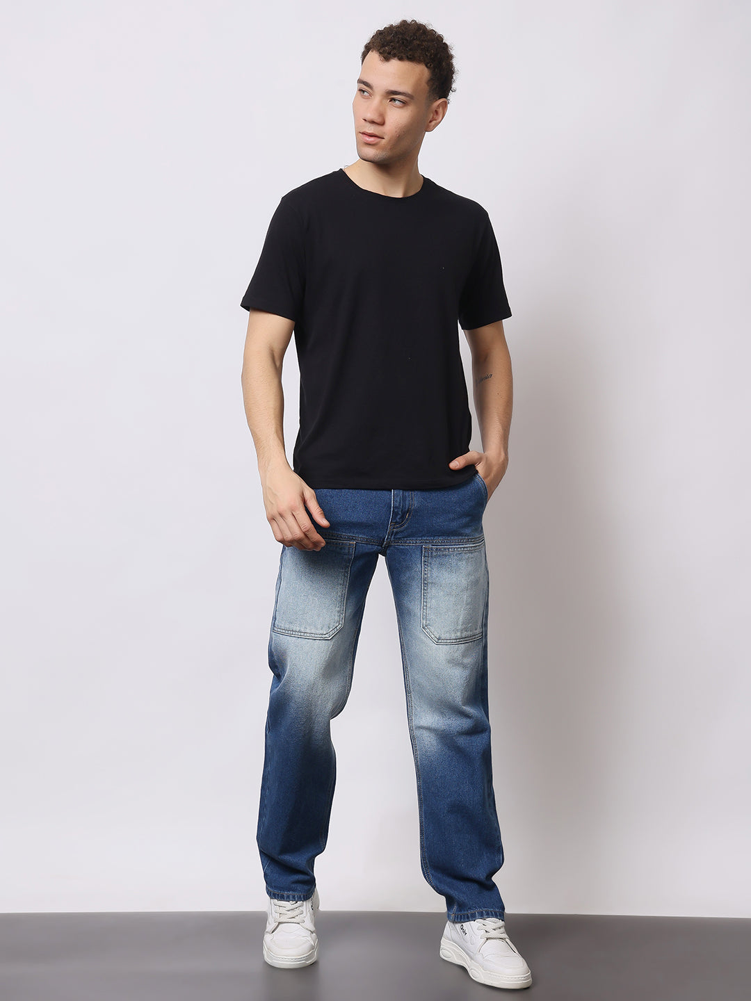 Stylox Men’s Relaxed Fit Heavy Washed Denim Jeans with Front Utility Pockets | Comfort Casual Jeans for Everyday Wear - Stylox