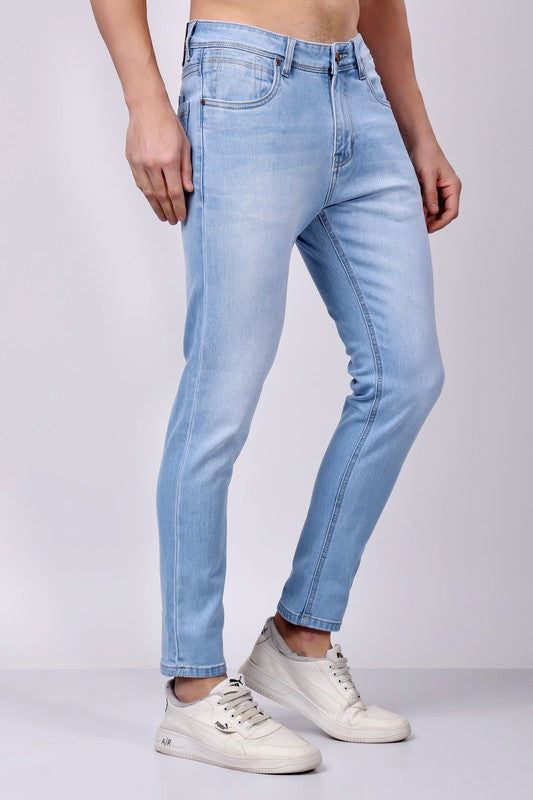 STYLOX Men’s Sky Blue Ankle Fit Jeans - Premium Denim|J-029