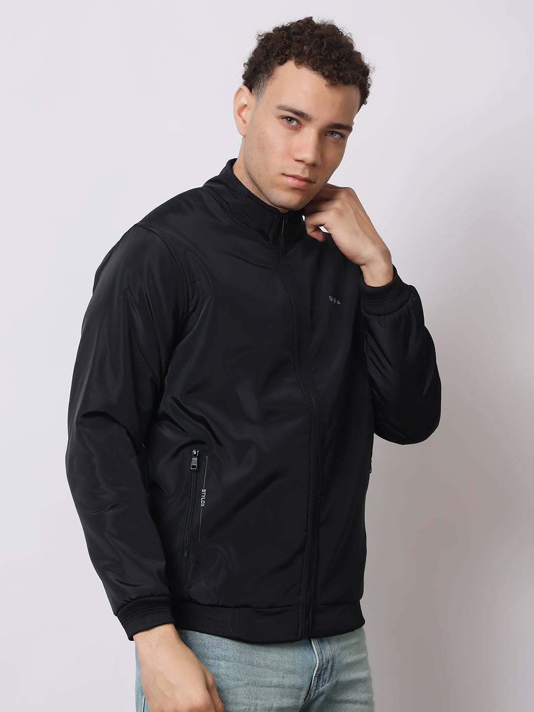 Stylox Men’s High-Neck Winter Jacket – Lightweight Windcheater with Warm Lining & Full-Zip Closure