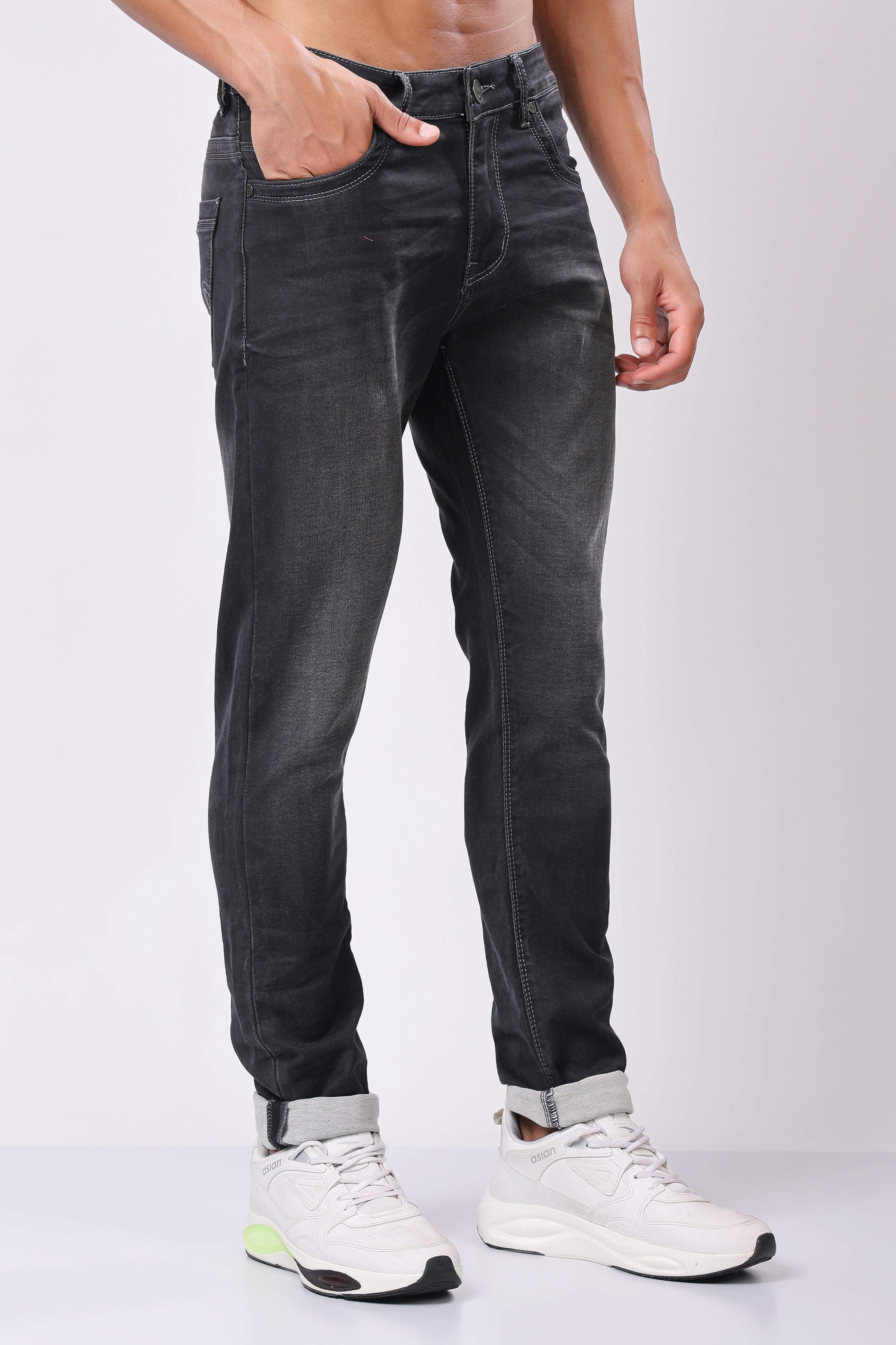 Stylox Slim Fit Denim Jeans - Light Grey, Mid Grey, Dark Grey