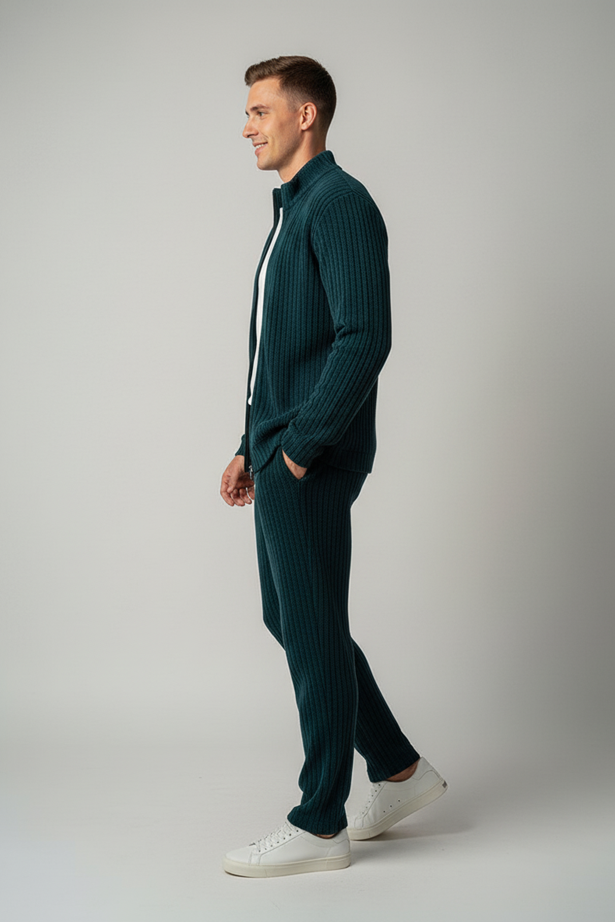 Stylox Men’s Premium Ribbed Co-Ord Set | Luxury Zip Jacket & Jogger Set