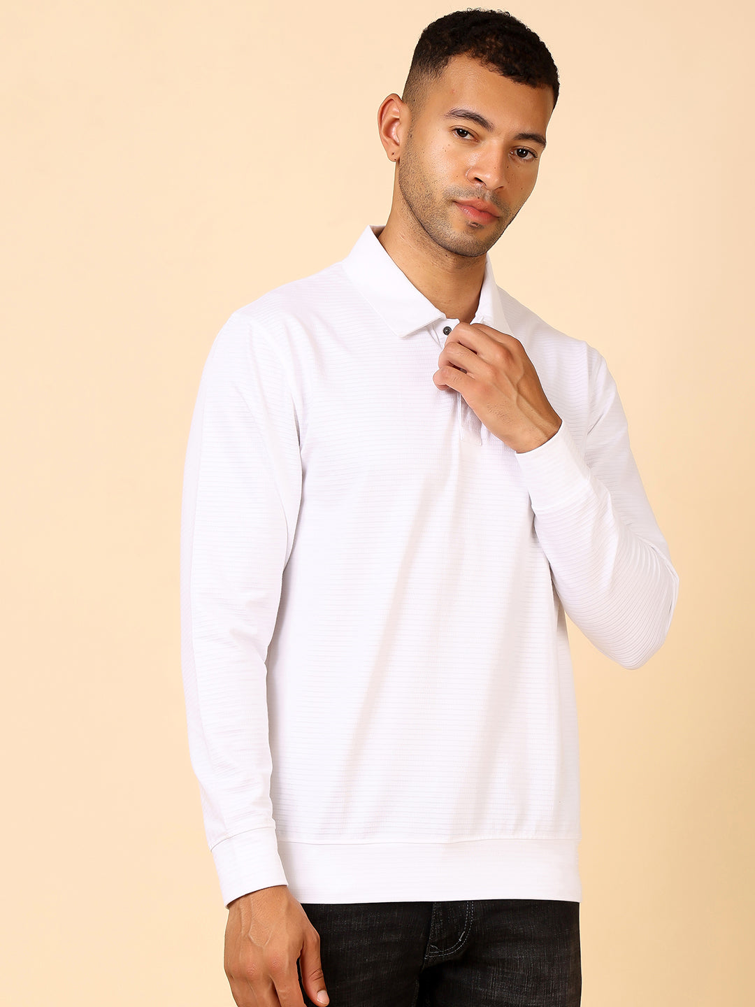 Stylox Men’s Polo Neck Sweatshirt with Button Placket