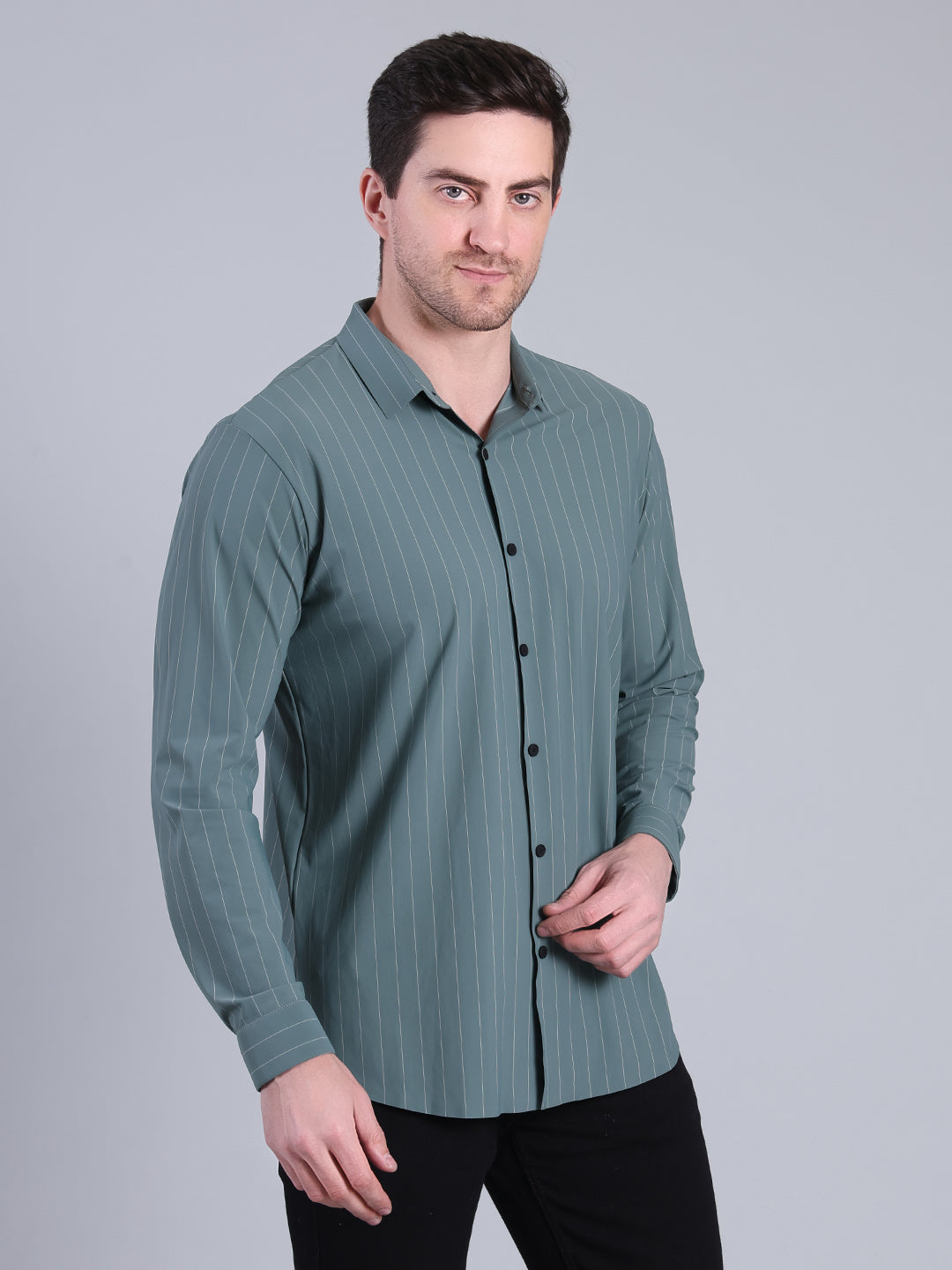 Stylox Men’s Striped Partywear Shirt | Slim Fit Full Sleeve Formal-Casual Shirt For Men