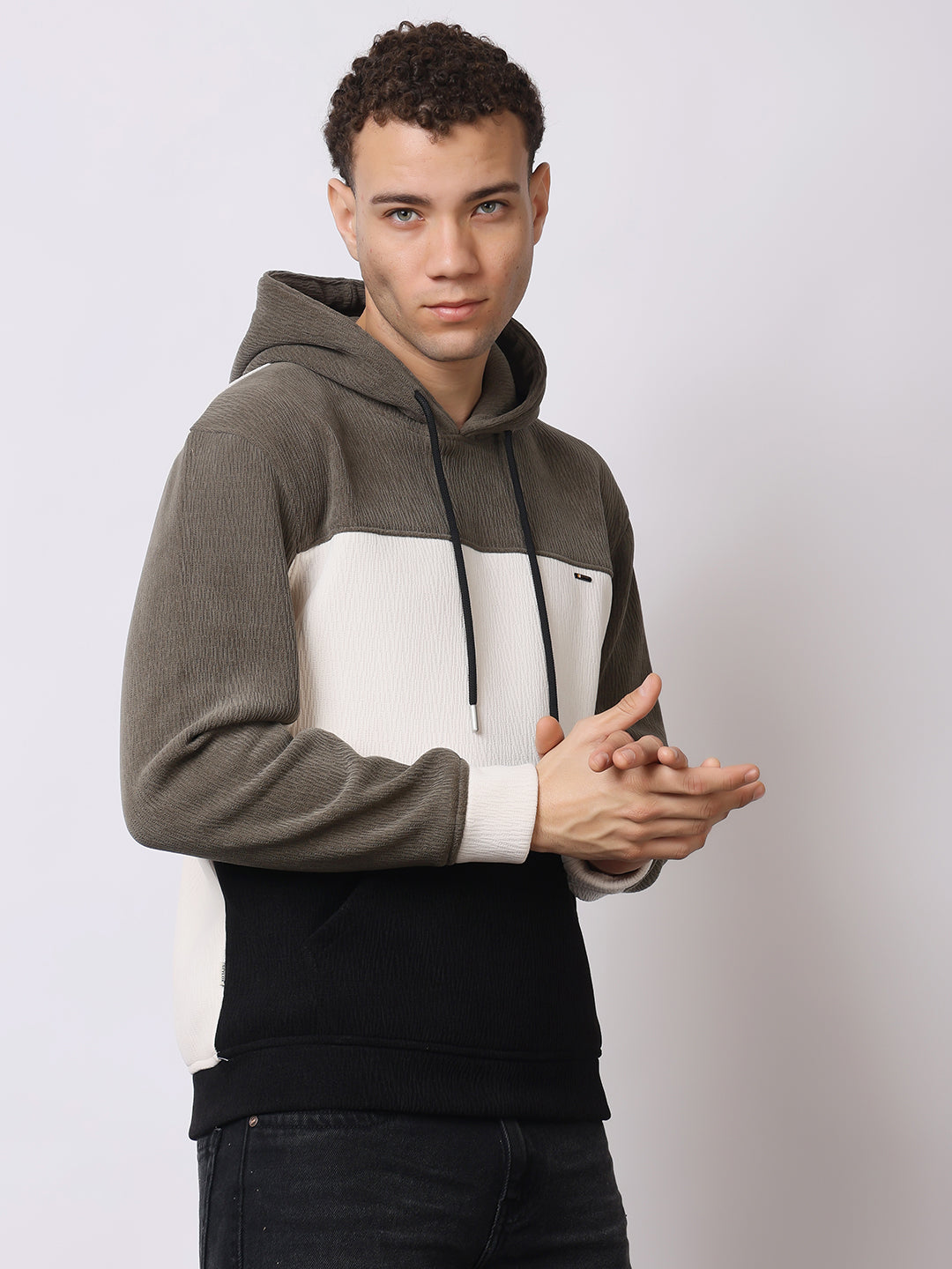 Stylox Men’s Colorblock Winter Hoodie – Warm Fleece Pullover with Kangaroo Pocket & Drawstring Hood