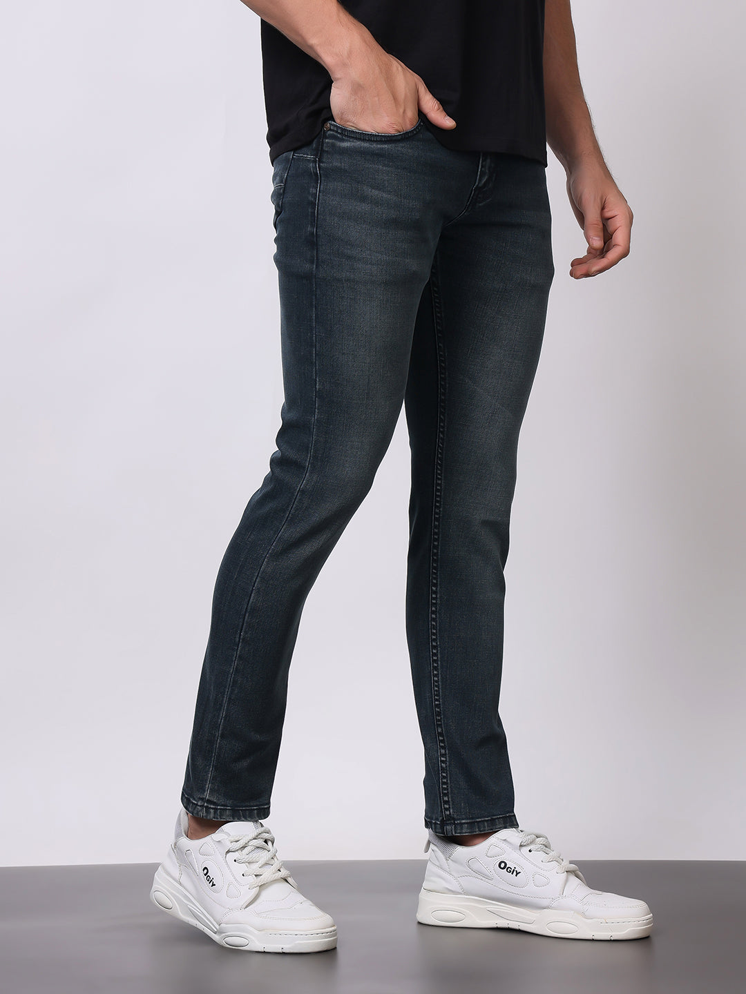 Stylox Men’s Slim Fit Solid Jeans | Stretchable Plain Denim Jeans for Men | Classic Mid-Rise Slim Fit Jeans for Smart Casual Wear