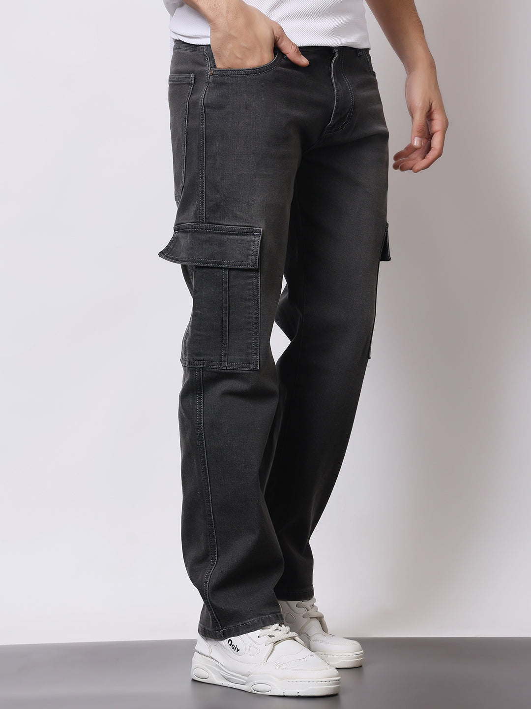 Stylox Men’s Regular Fit Cargo Jeans | Multi-Pocket Denim Cargo Pants for Casual & Streetwear Style - Stylox