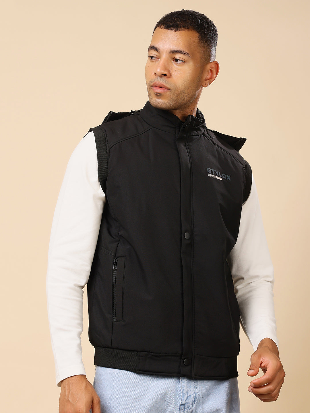Stylox Sleeveless Solid Men’s Jacket | Lightweight Zip-Up Casual & Sportswear Jacket