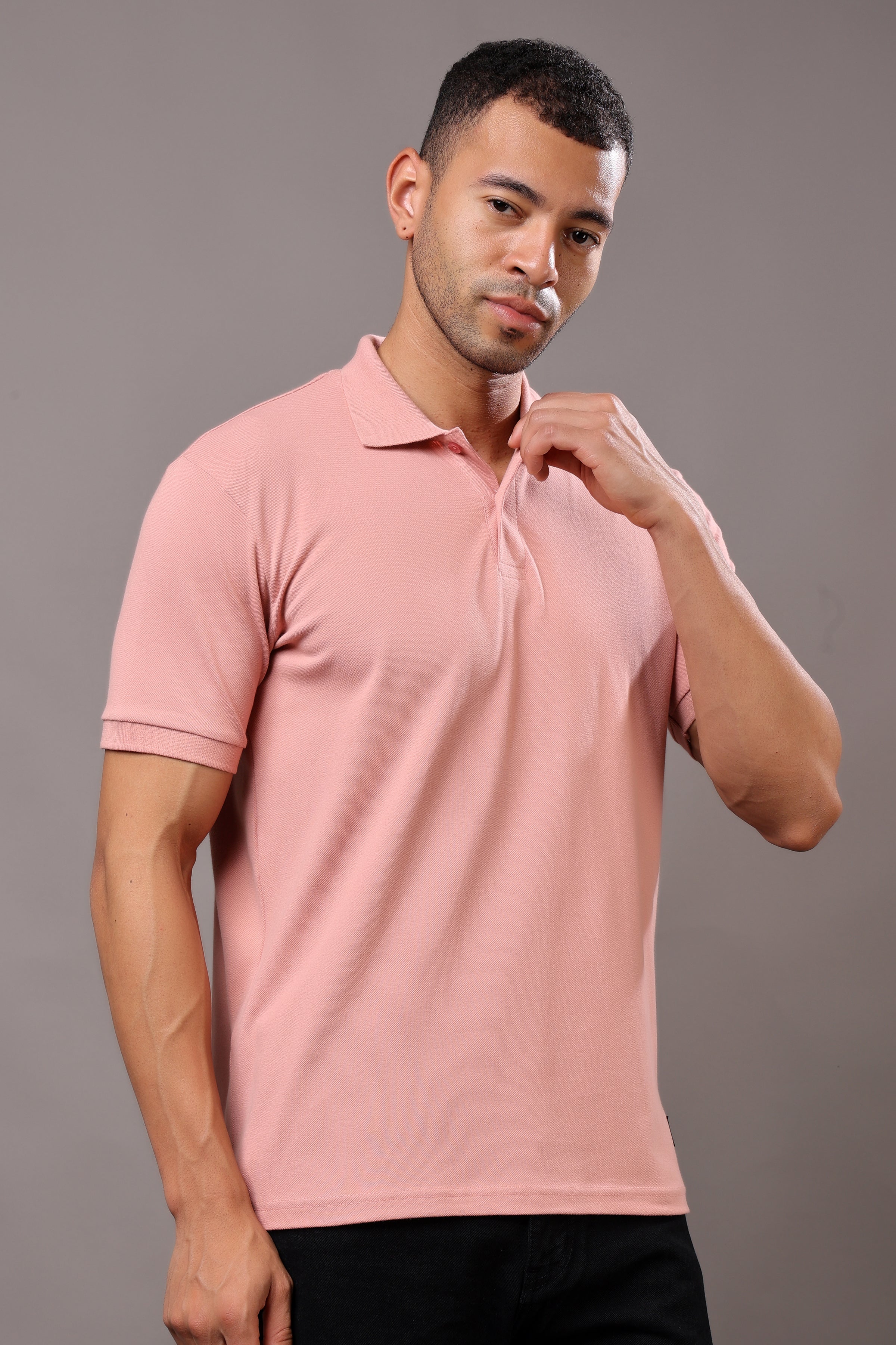 Stylox Men’s Polo Collar Solid T-Shirt - Soft, Breathable & Everyday Wear
