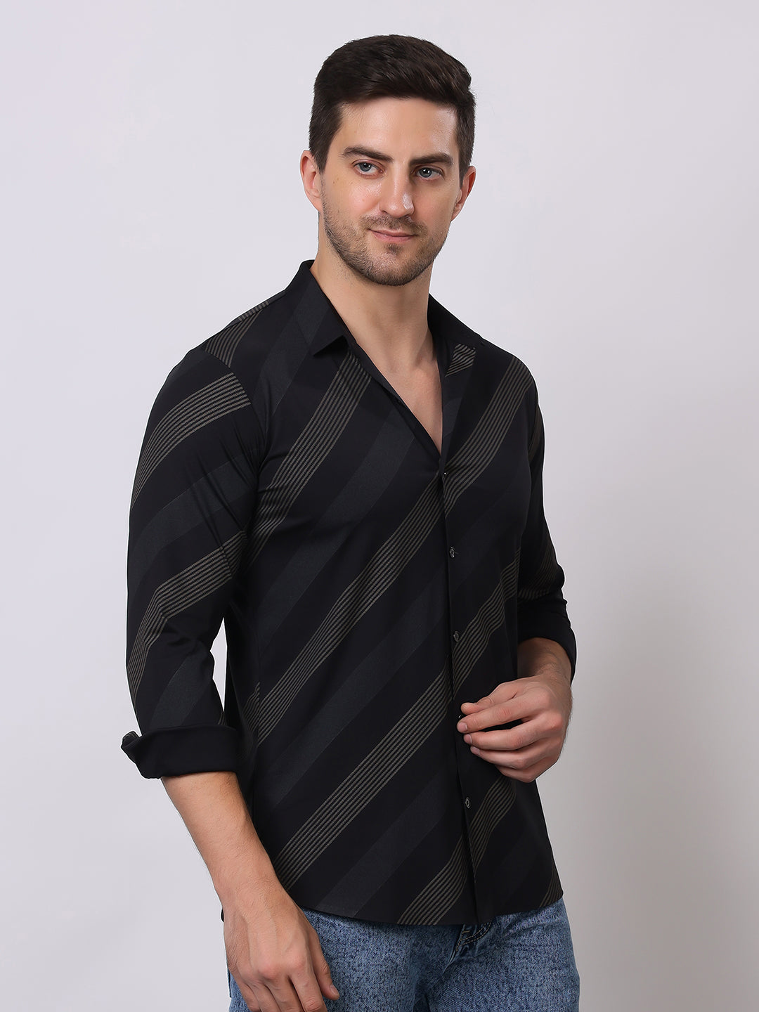 Stylox Premium Full Sleeve Striped Men’s Shirt | Stylish Slim Fit Casual & Formal Wear