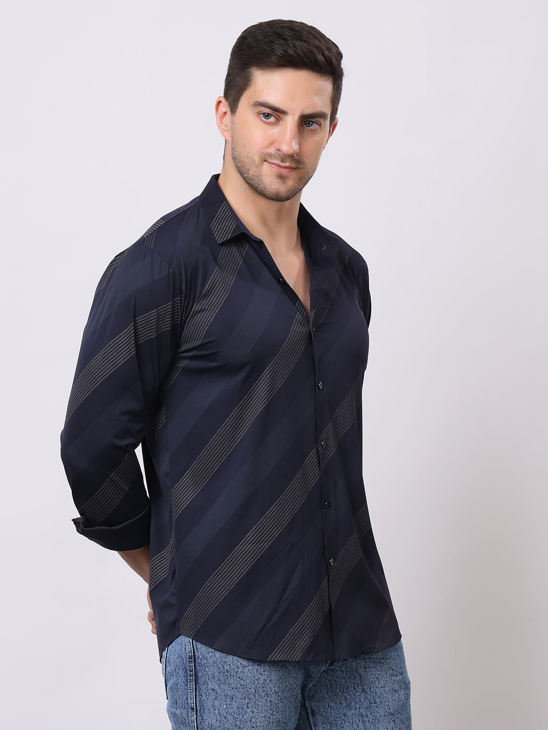 Stylox Premium Full Sleeve Striped Men’s Shirt | Stylish Slim Fit Casual & Formal Wear