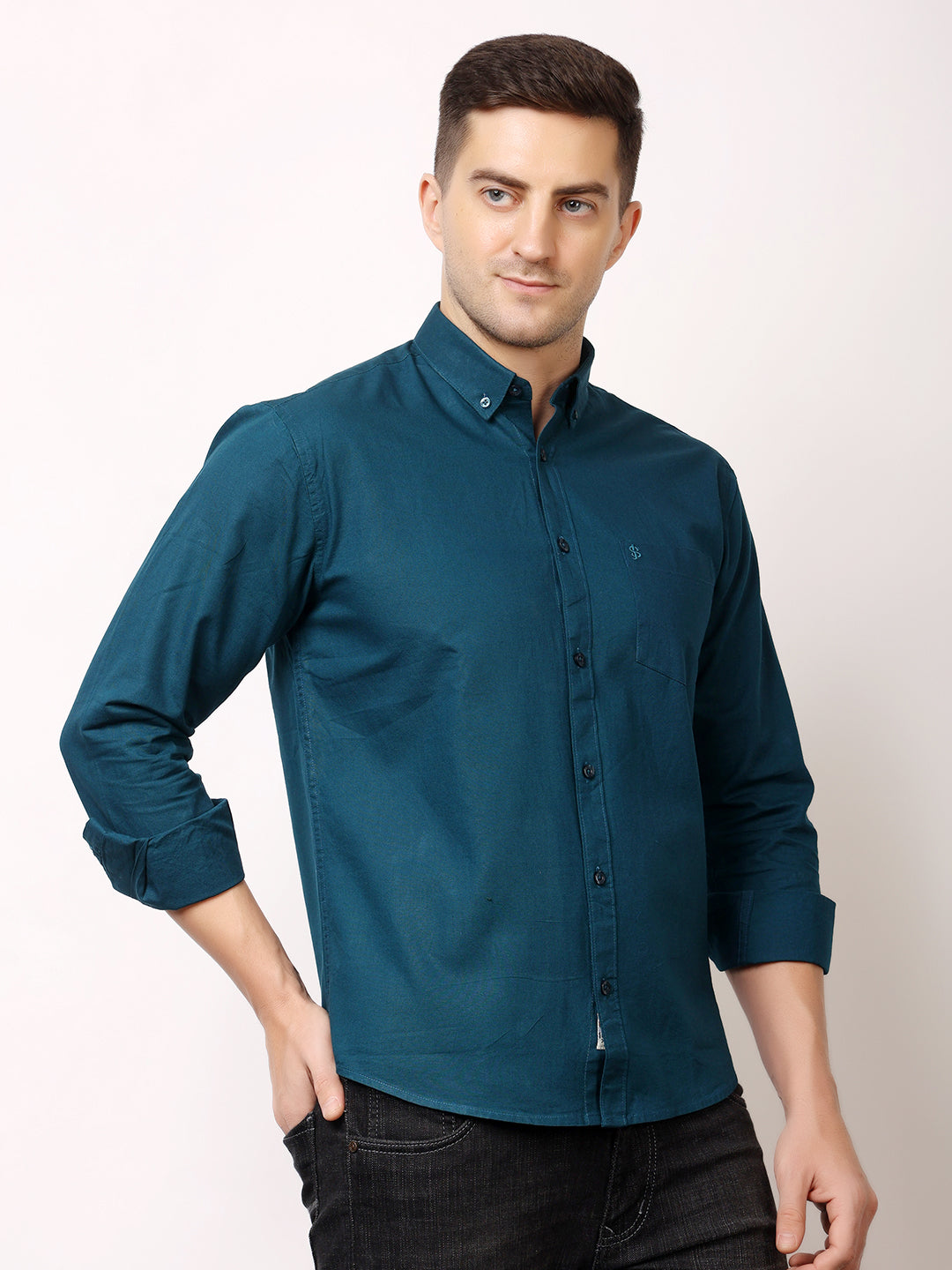 Stylox Men’s Premium Oxford Full Sleeve Solid Shirt | Casual & Formal Wear | Soft Cotton Blend