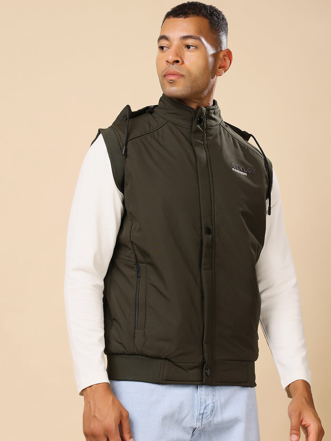 Stylox Sleeveless Solid Men’s Jacket | Lightweight Zip-Up Casual & Sportswear Jacket