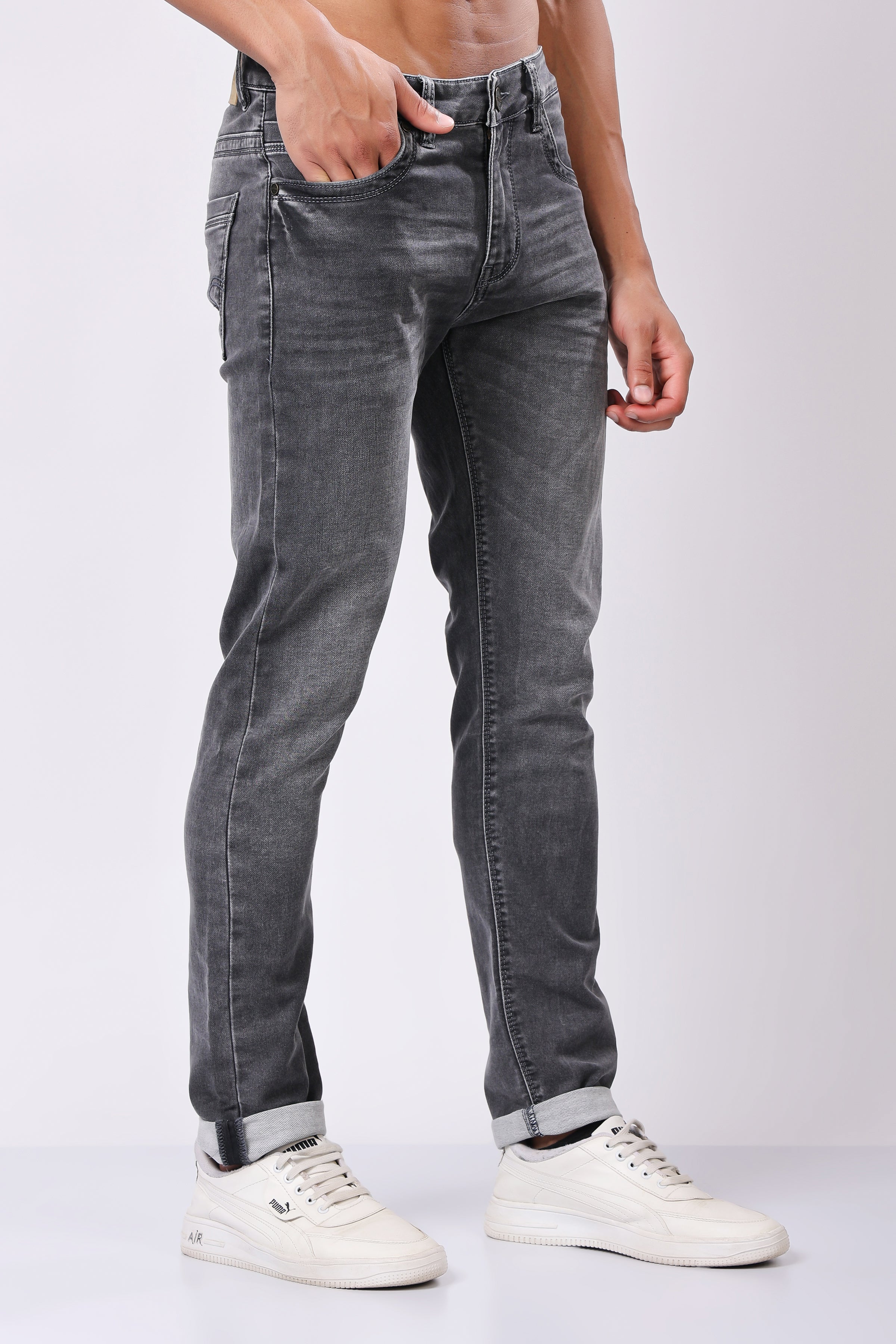 Stylox Slim Fit Denim Jeans - Light Grey, Mid Grey, Dark Grey
