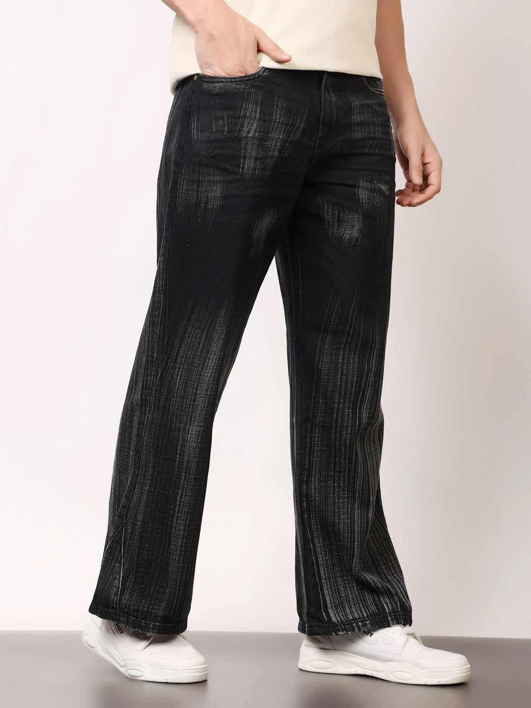 Stylox Men’s Washed Stretchable Baggy Fit Jeans – Loose Fit Vintage Denim for Streetwear & Casual Wear