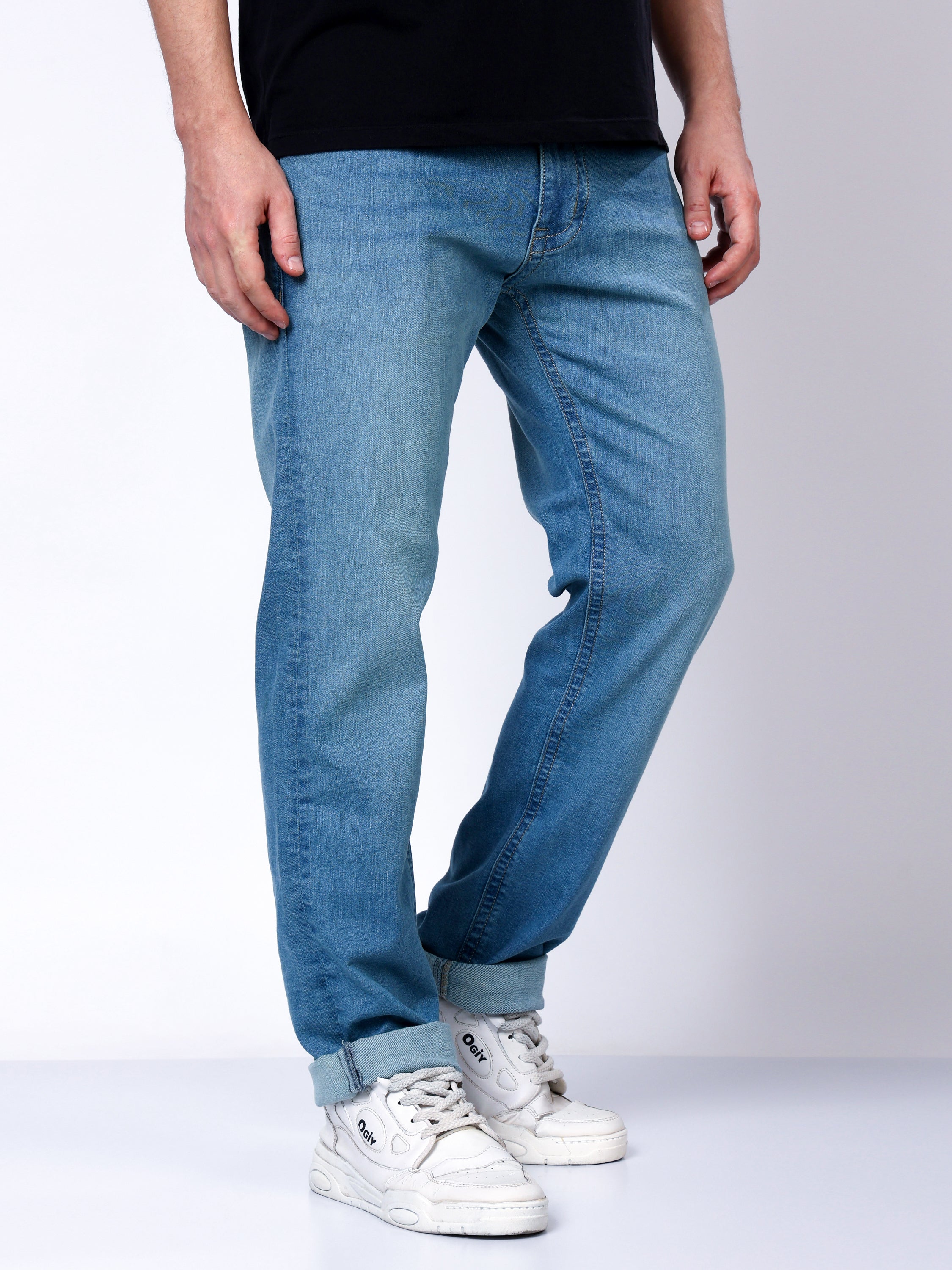 Stylox Men’s Slim Fit Stretchable Mid Light Blue Denim Jeans - Stylox