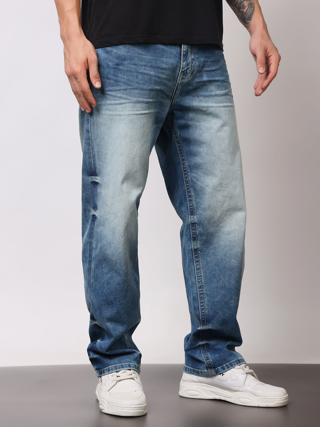 Stylox Men’s Loose Fit Mid-Wash Jeans – Relaxed Comfort & Everyday Style