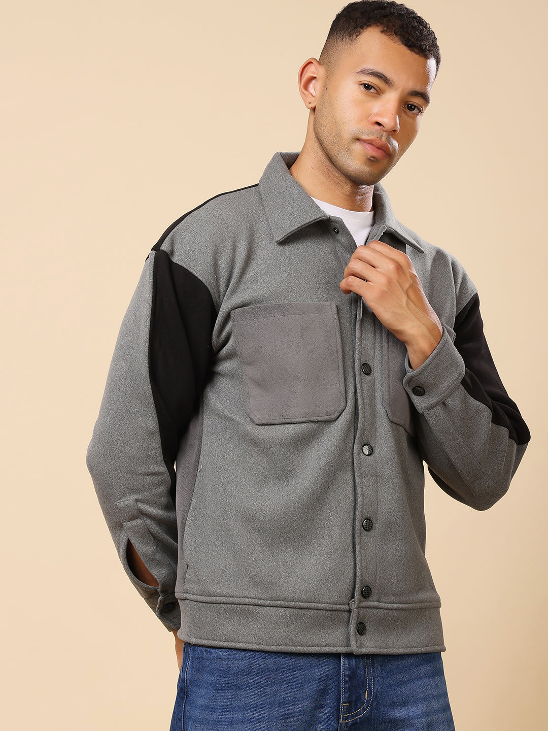 Stylox Men’s Shacket with Button Closure – Stylish Jacket for Every Season