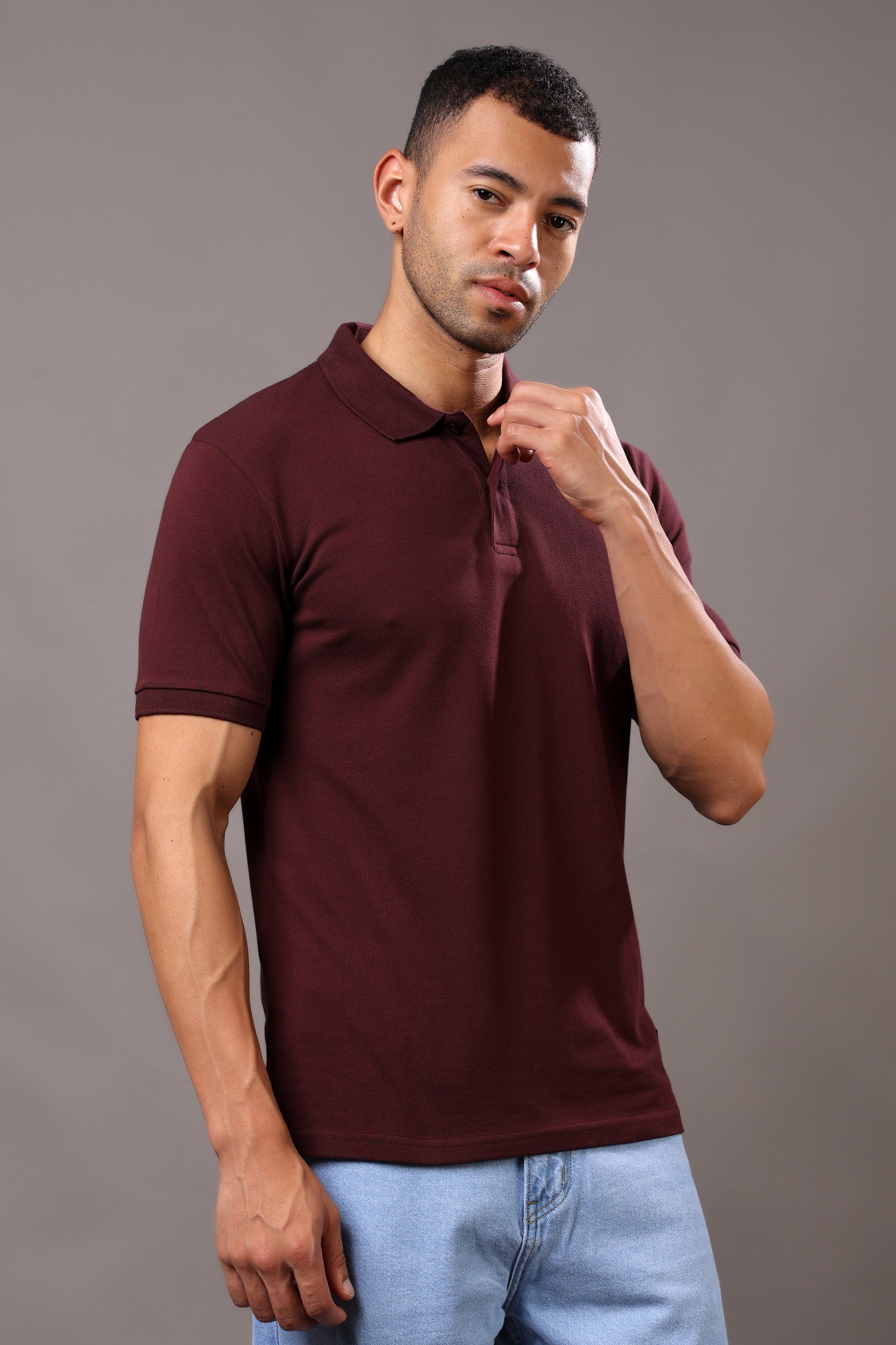 Stylox Men’s Polo Collar Solid T-Shirt - Soft, Breathable & Everyday Wear