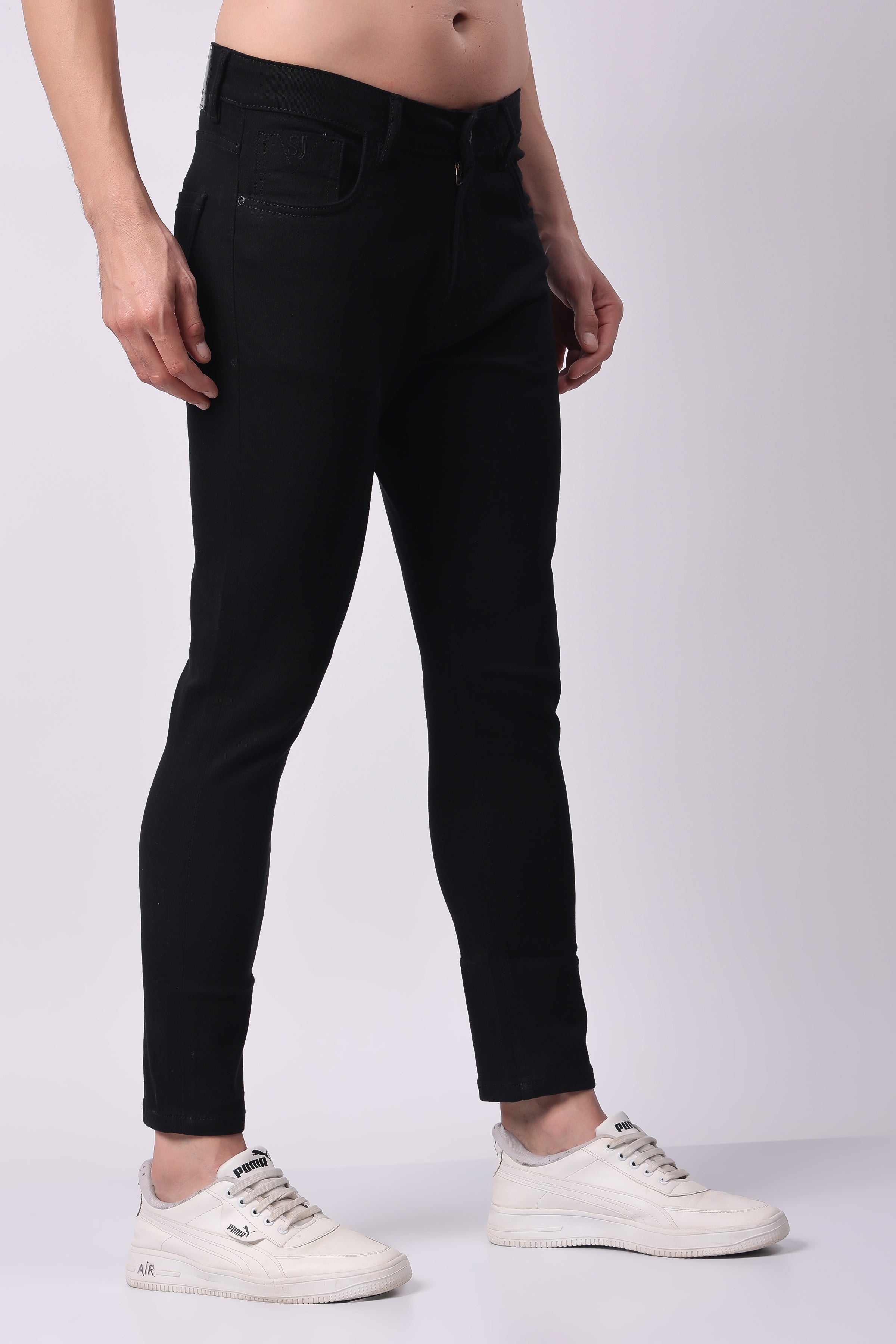 STYLOX Men’s Black Ankle Fit Jeans - Premium Denim,