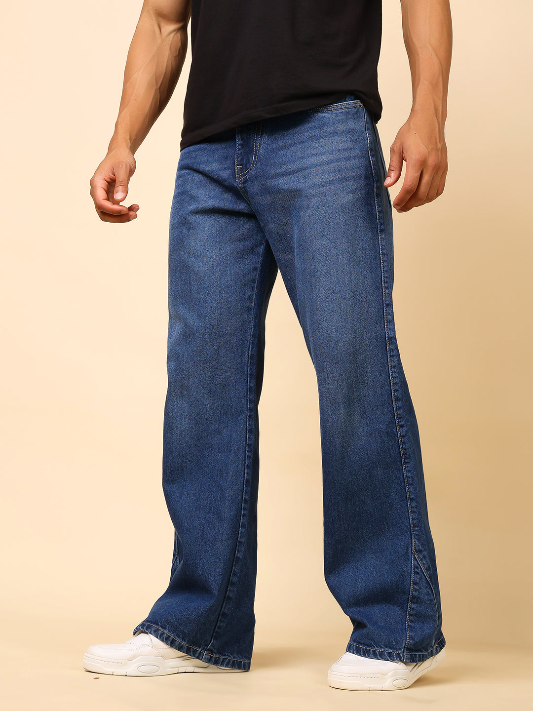 Stylox Men’s Baggy Fit Relaxed Casual Denim Jeans - Dark Blue, Mid Night Blue & Light Blue,