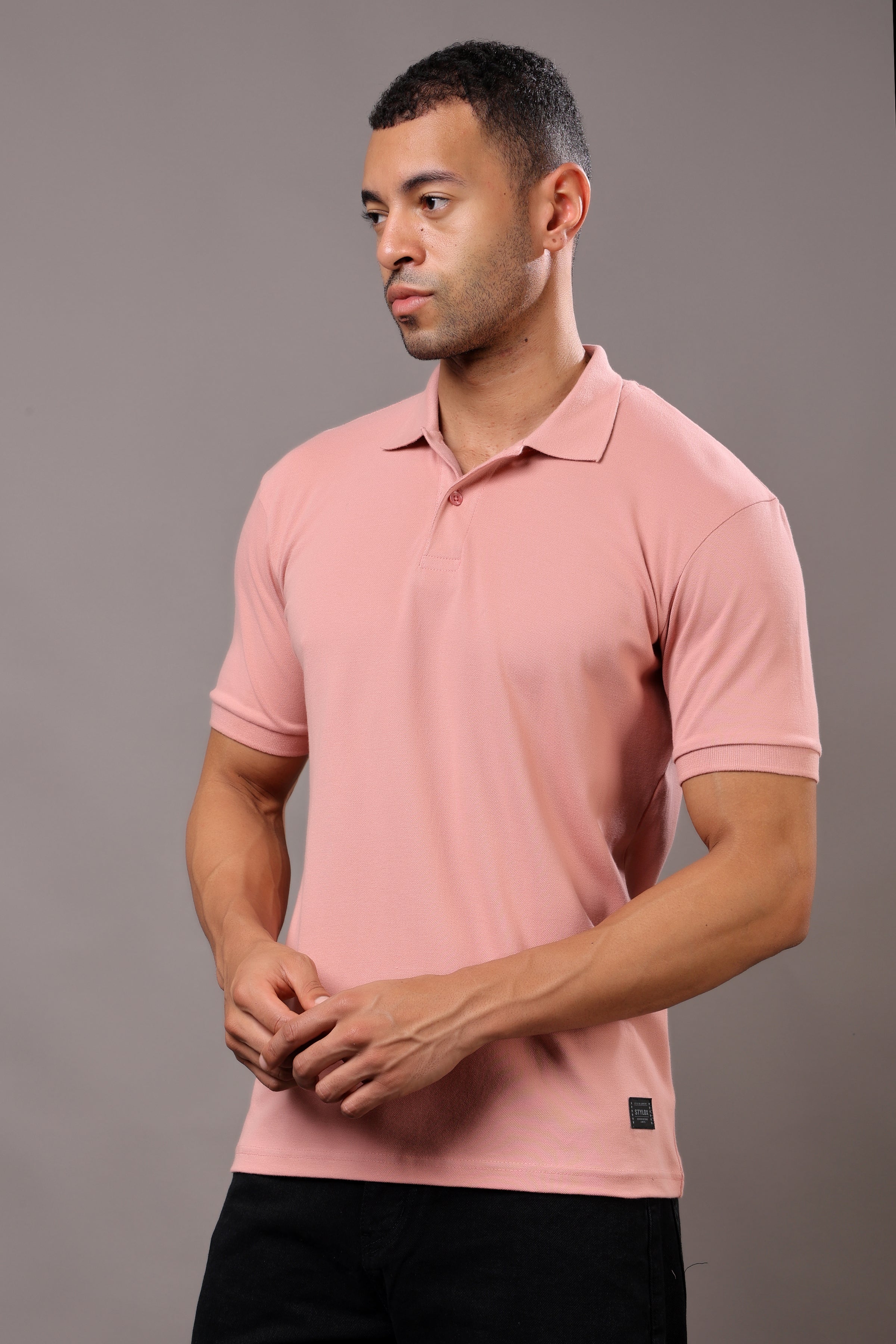 Stylox Men’s Polo Collar Solid T-Shirt - Soft, Breathable & Everyday Wear