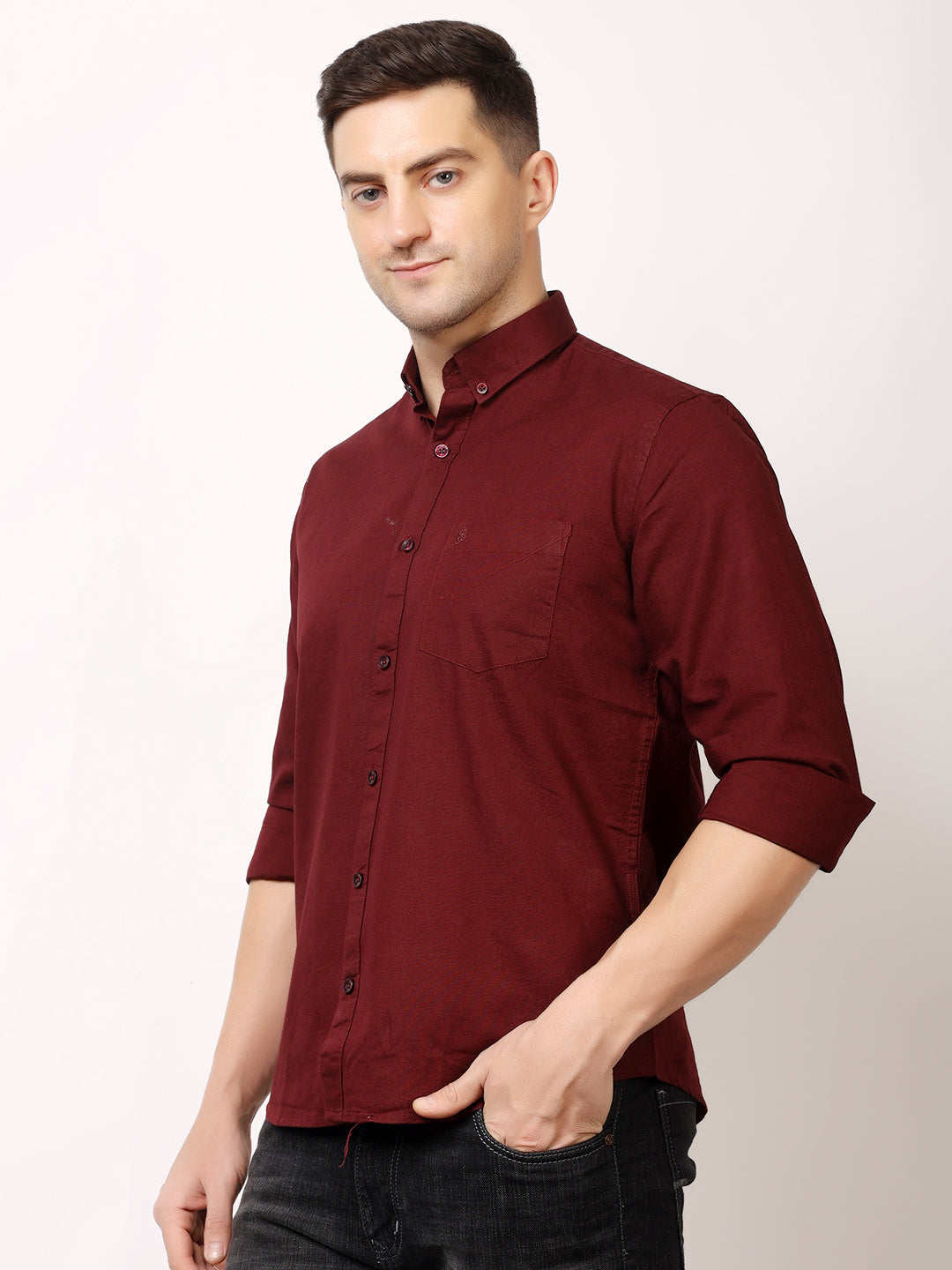 Stylox Men’s Premium Oxford Full Sleeve Solid Shirt | Casual & Formal Wear | Soft Cotton Blend