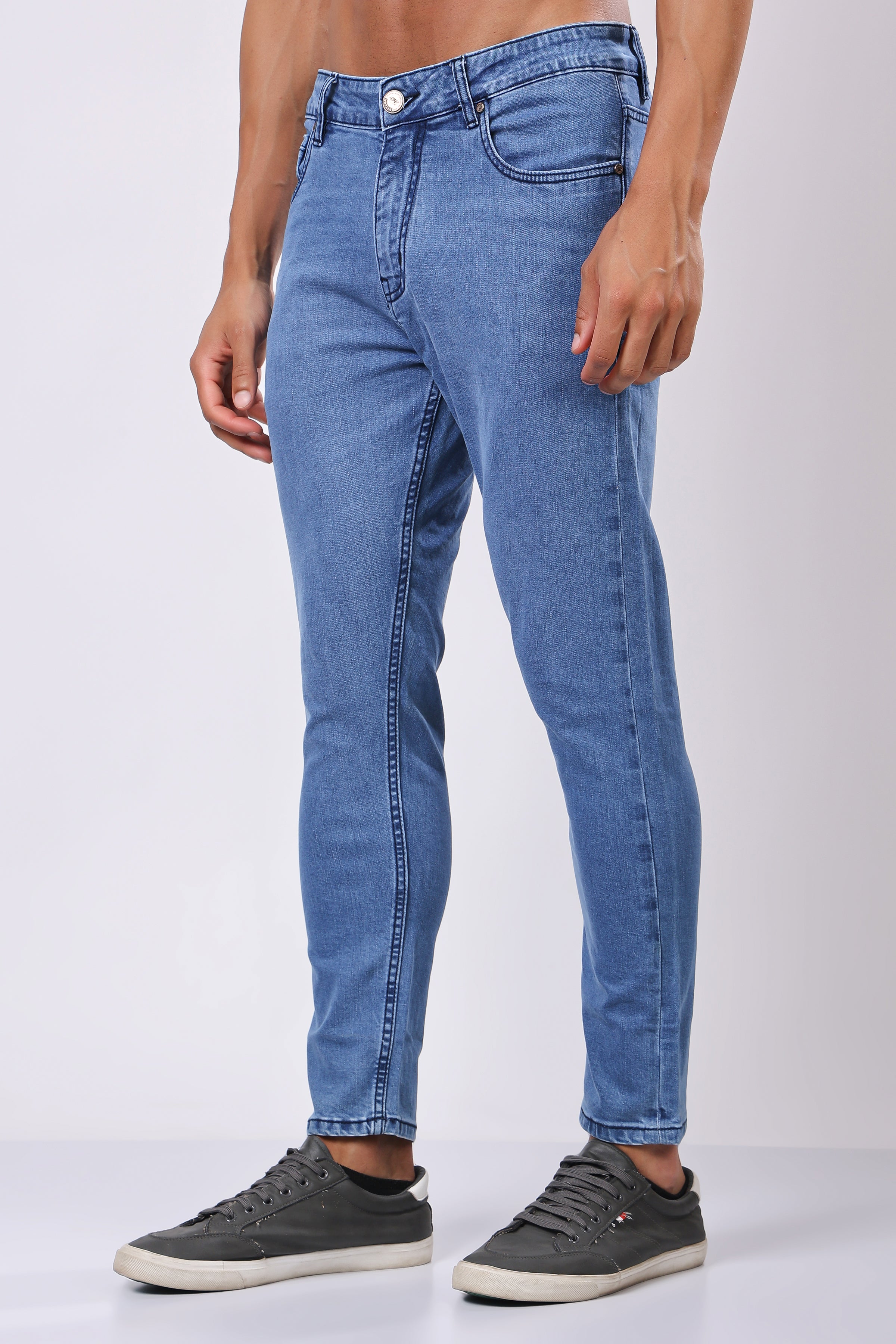 Stylox Men’s Ankle Fit Denim Jeans - Dark Blue & Light Blue,