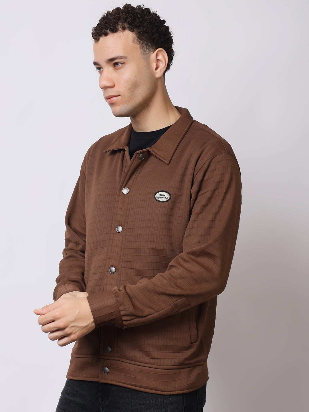 Stylox Men’s Textured Button-Down Shacket – Lightweight Casual Jacket for Winter & Fall