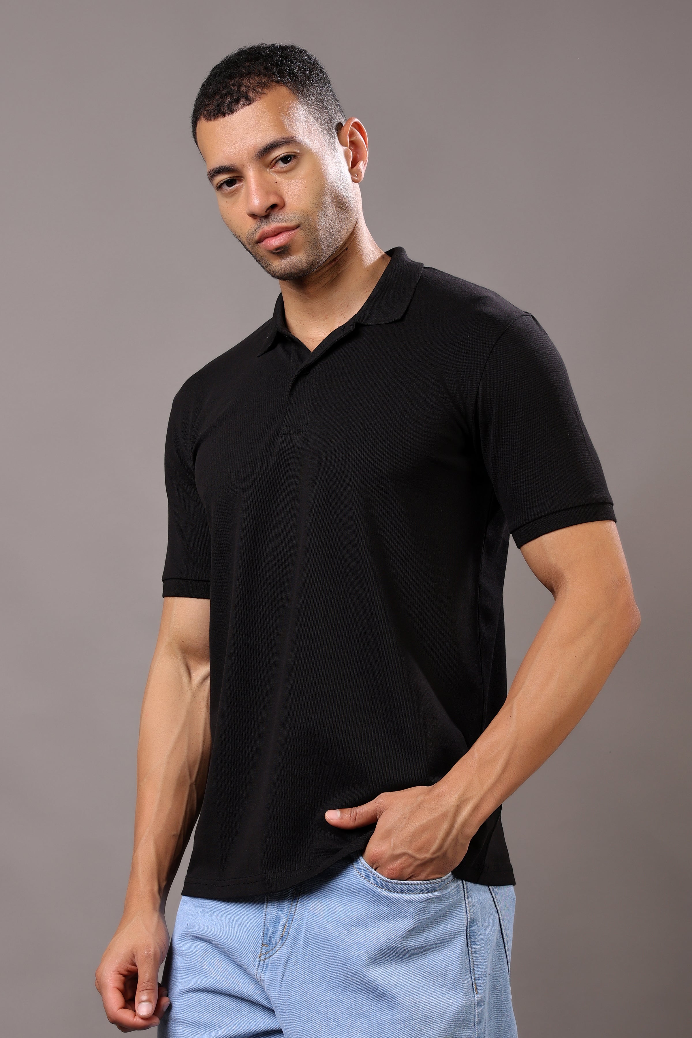Stylox Men’s Polo Collar Solid T-Shirt - Soft, Breathable & Everyday Wear