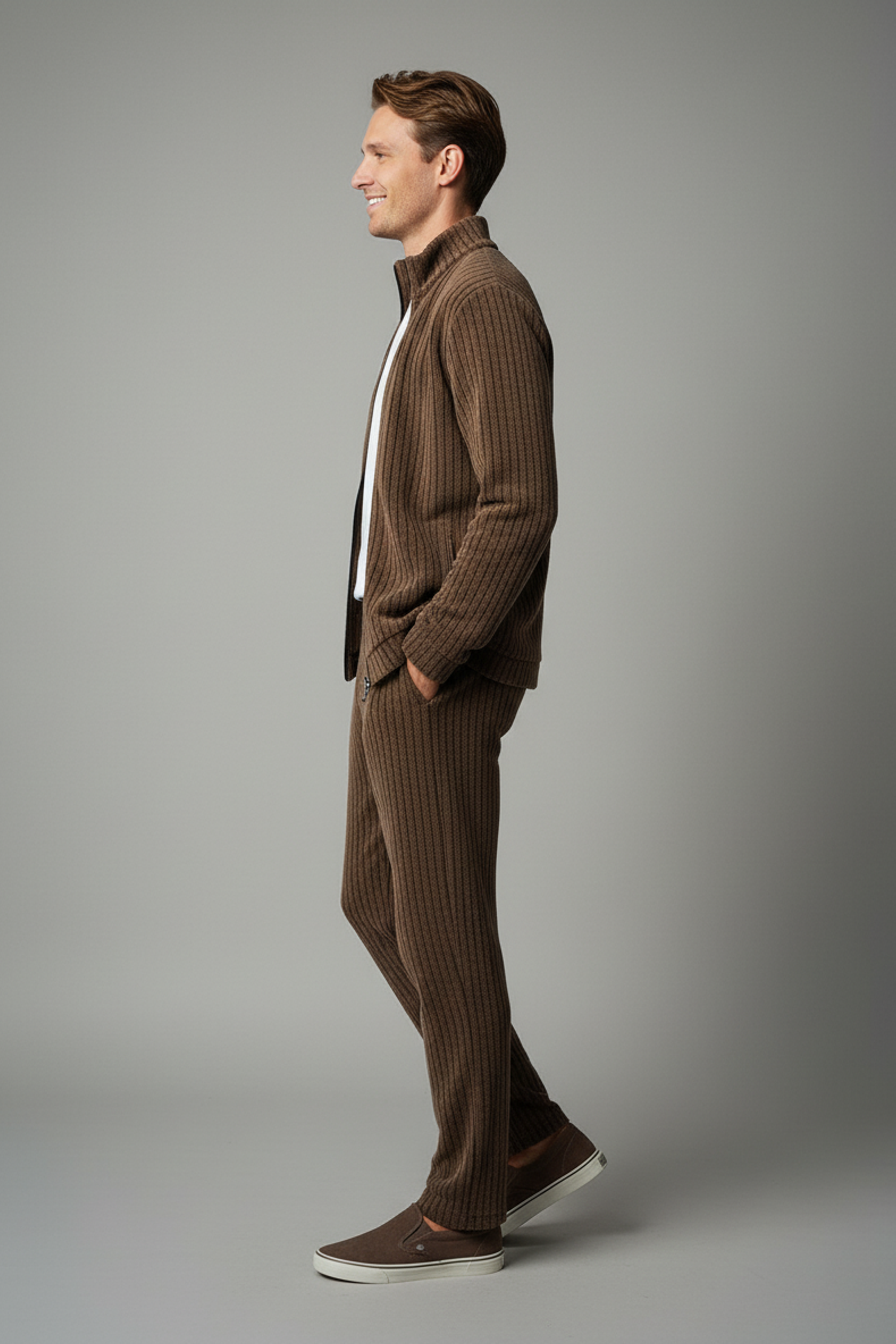 Stylox Men’s Premium Ribbed Co-Ord Set | Luxury Zip Jacket & Jogger Set