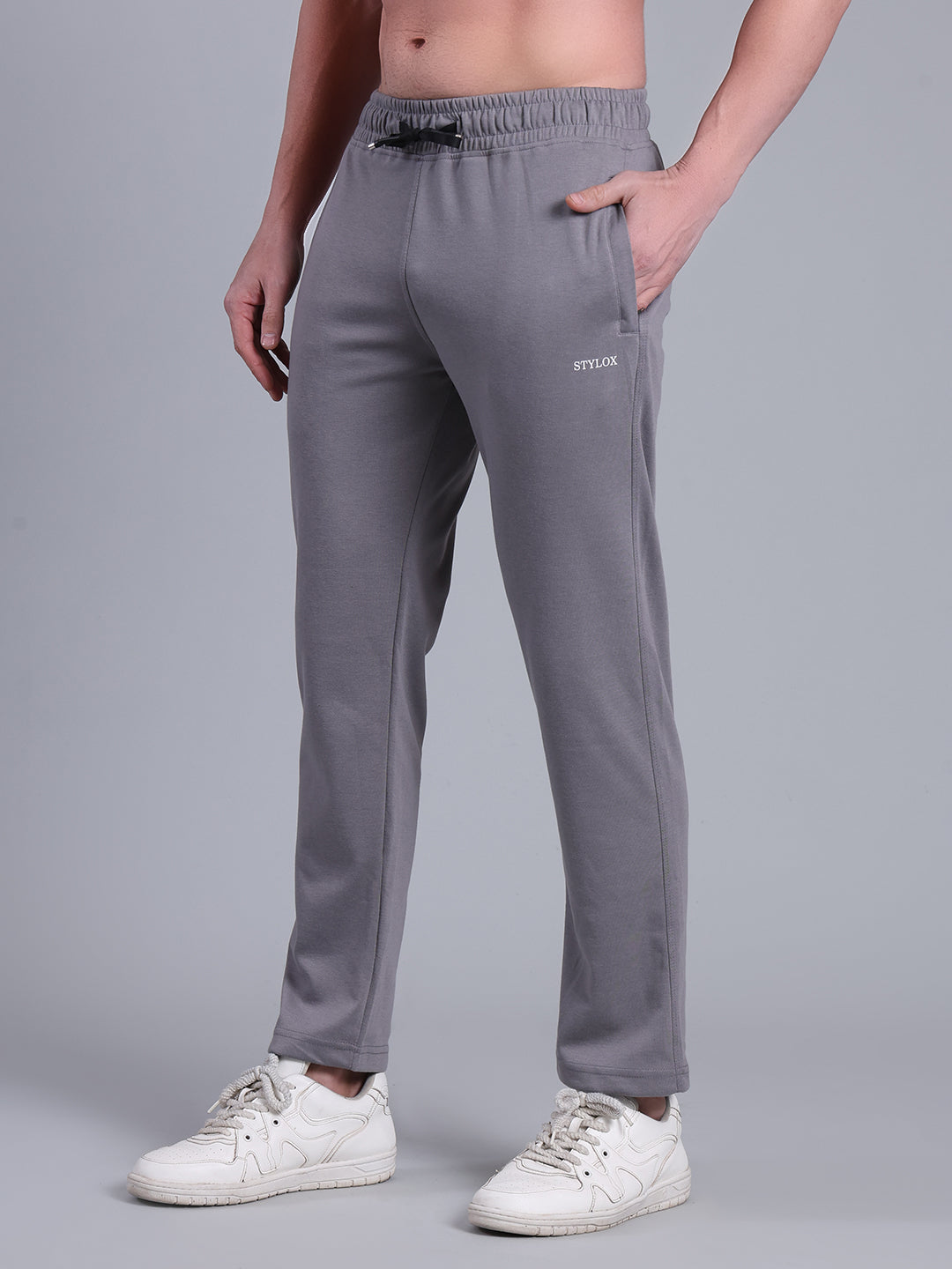 Stylox Men’s Slim Fit Trackpants | Stretchable Cotton Blend Joggers with Elastic Waist & Drawstring