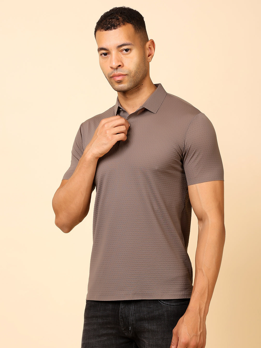 Stylox Premium Stretchable Nylon-Spandex Solid Polo T-Shirt – Sleek Comfort & Performance