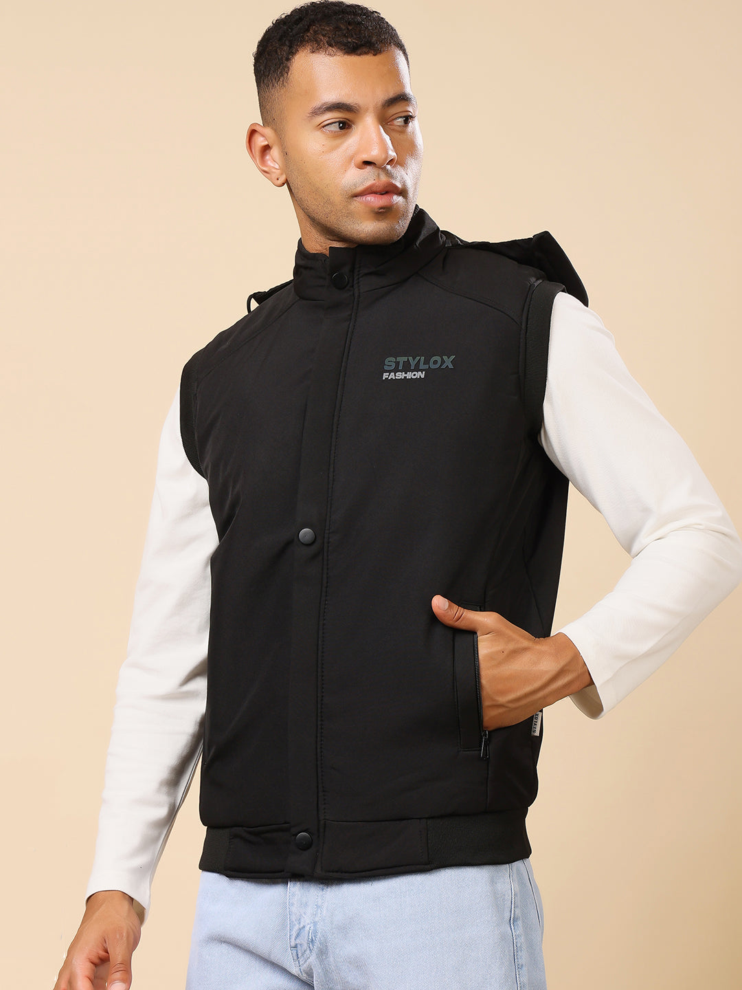 Stylox Sleeveless Solid Men’s Jacket | Lightweight Zip-Up Casual & Sportswear Jacket