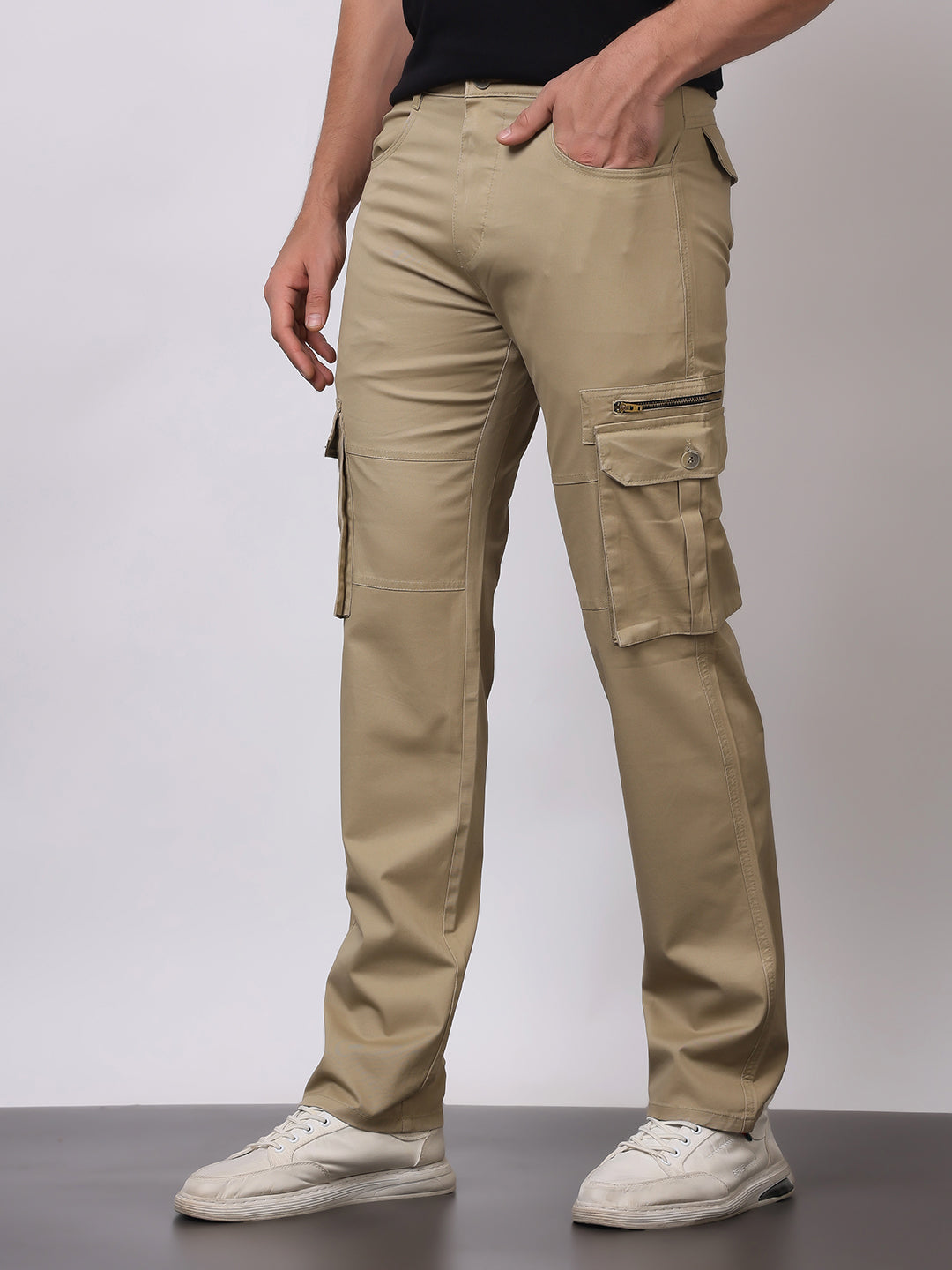 Stylox Men’s Slim Fit Cargo Pants | Cotton Casual Trousers with Multi Pockets | Stylish Outdoor & Everyday Wear Cargos for Men