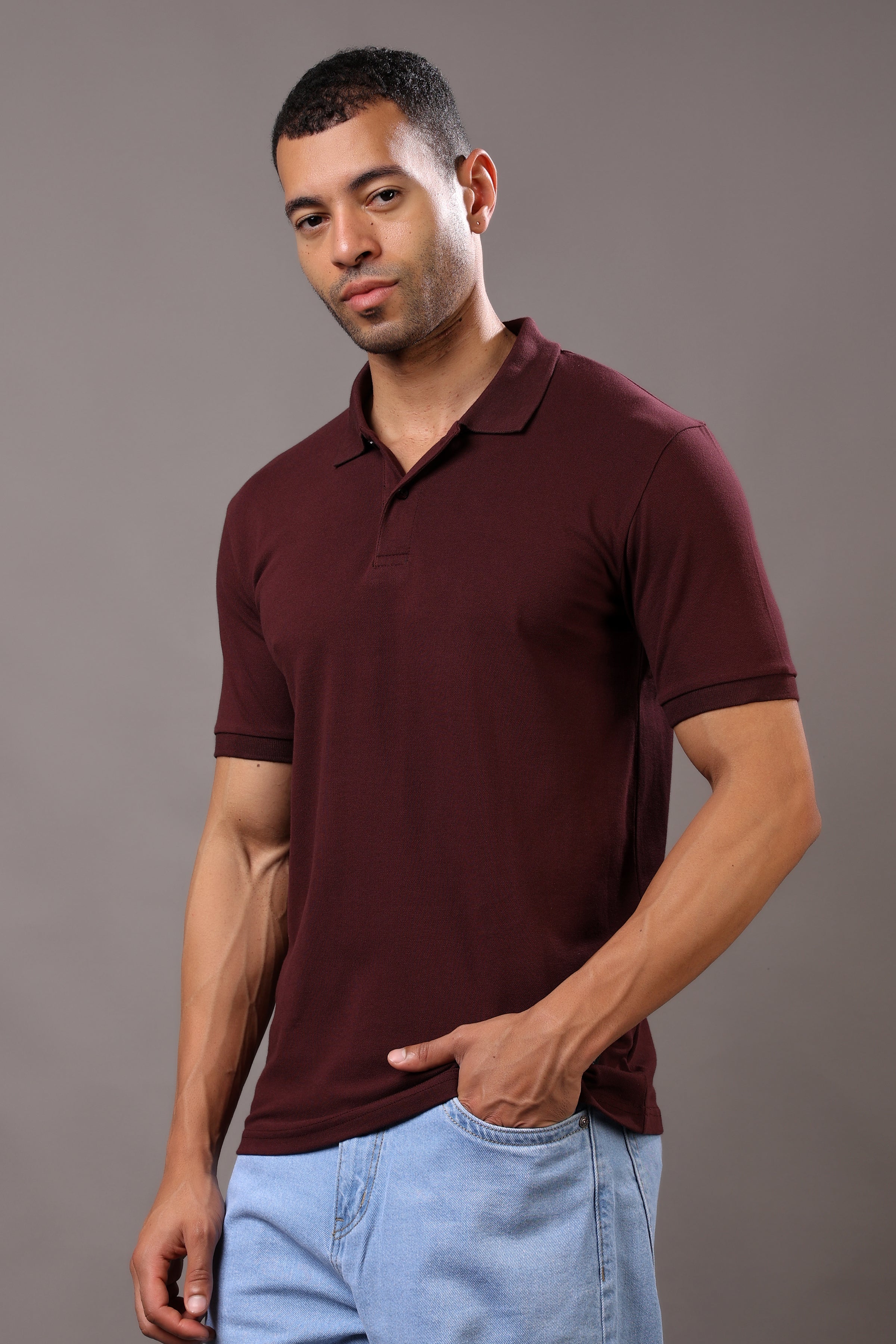 Stylox Men’s Polo Collar Solid T-Shirt - Soft, Breathable & Everyday Wear