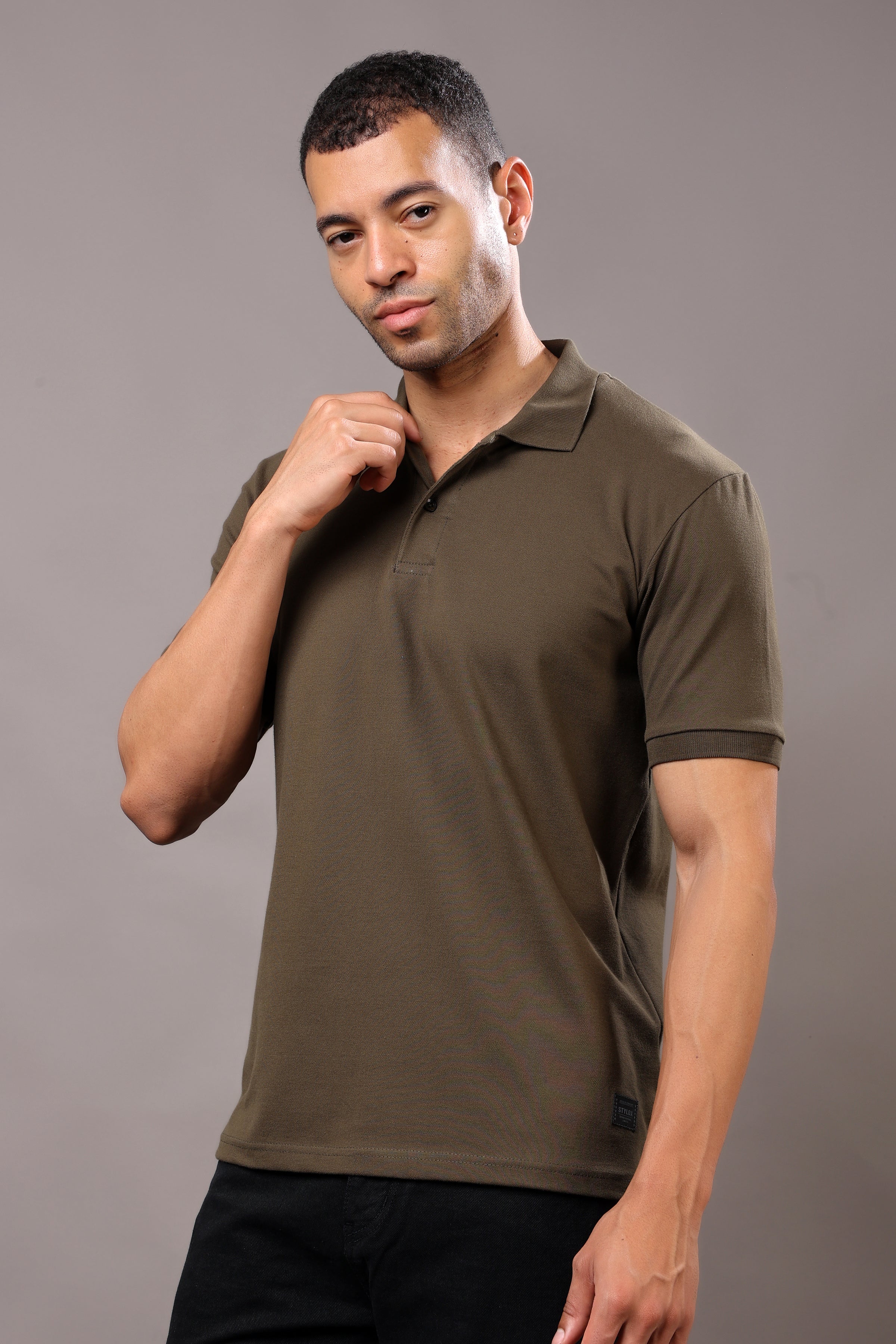 Stylox Men’s Polo Collar Solid T-Shirt - Soft, Breathable & Everyday Wear