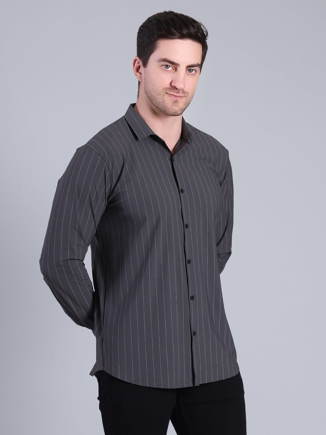 Stylox Men’s Striped Partywear Shirt | Slim Fit Full Sleeve Formal-Casual Shirt For Men