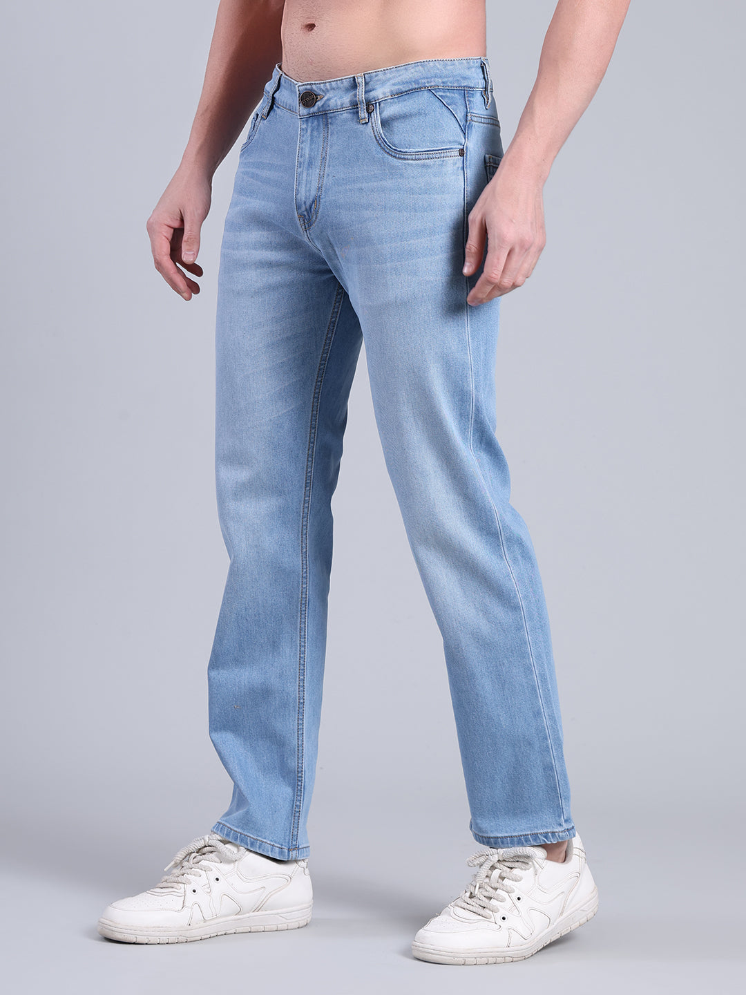 Stylox Men’s Comfort Fit Jeans | Mid Rise Straight Leg Washed Denim for Everyday Wear