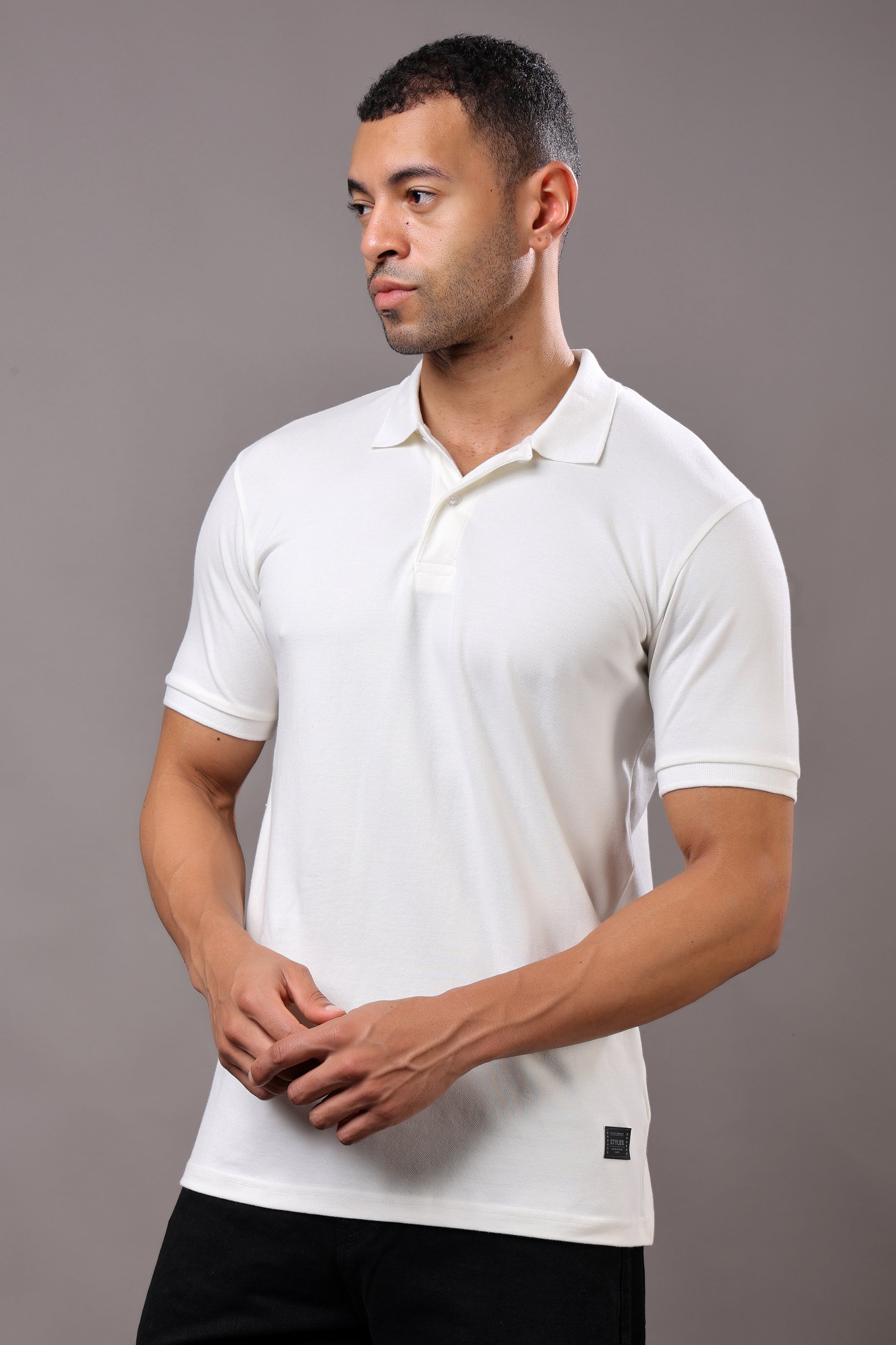 Stylox Men’s Polo Collar Solid T-Shirt - Soft, Breathable & Everyday Wear