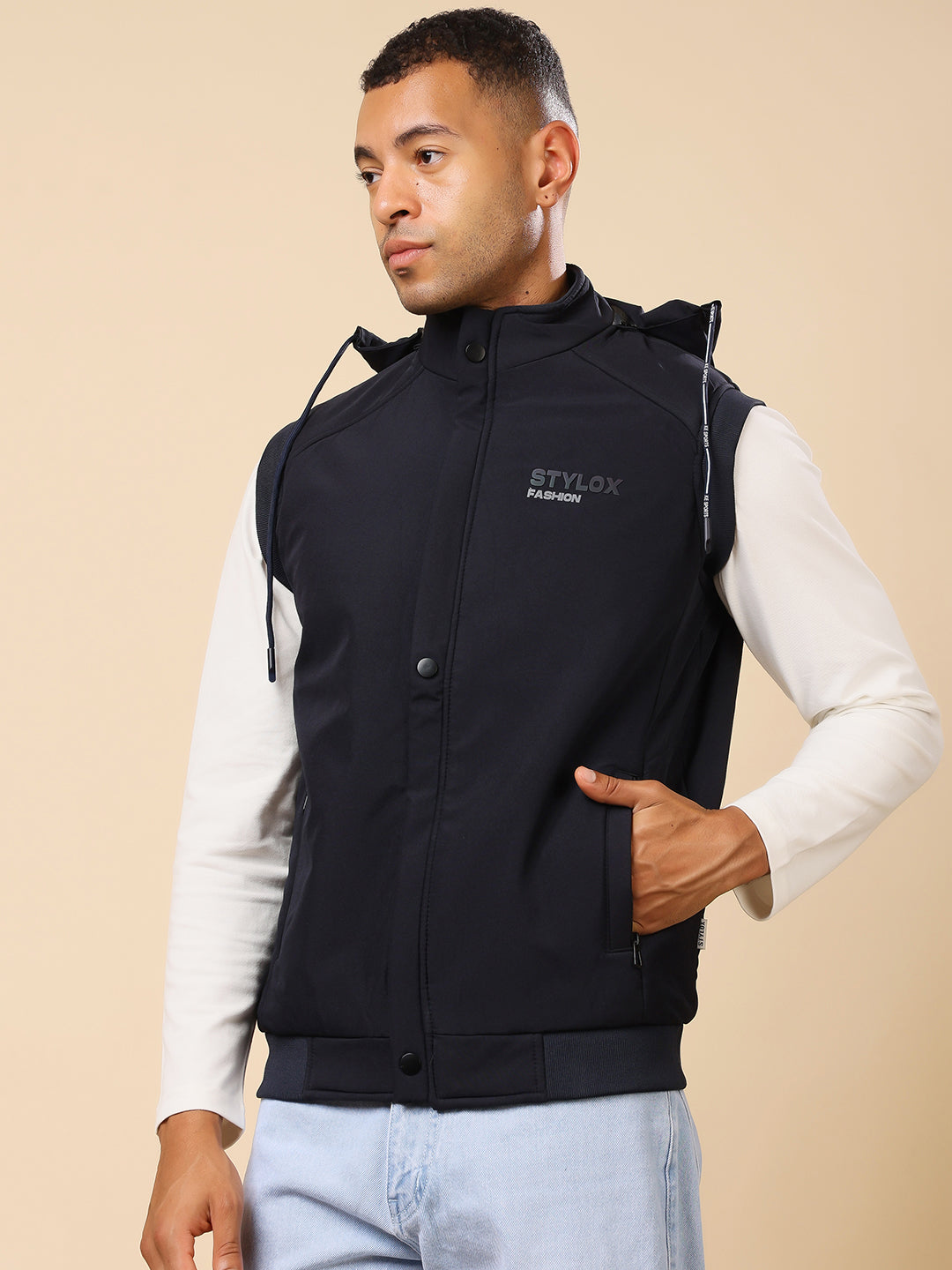 Stylox Sleeveless Solid Men’s Jacket | Lightweight Zip-Up Casual & Sportswear Jacket