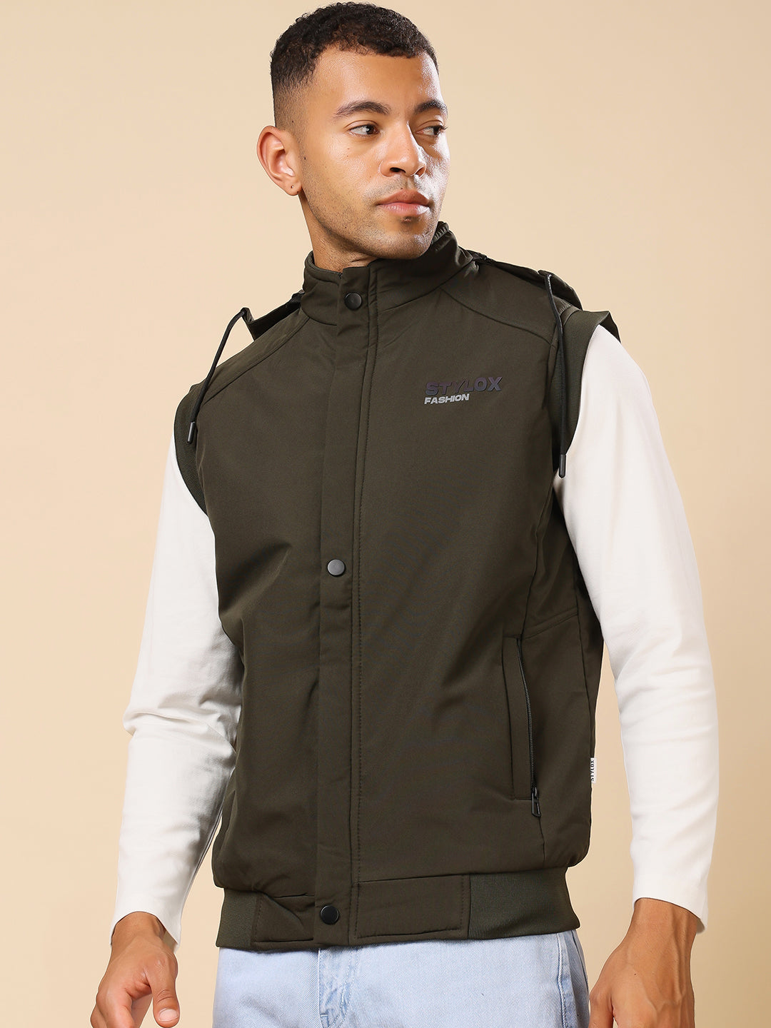 Stylox Sleeveless Solid Men’s Jacket | Lightweight Zip-Up Casual & Sportswear Jacket
