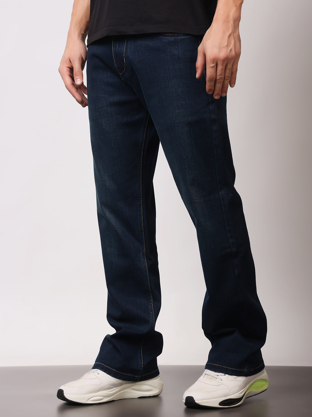 Stylox Men’s Bootcut Fit Solid Jeans | Stretchable Plain Denim Jeans for Men | Classic Mid-Rise Bootcut Jeans for Stylish Wear