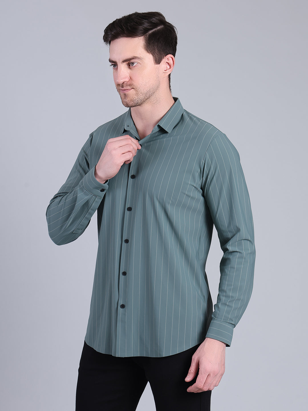 Stylox Men’s Striped Partywear Shirt | Slim Fit Full Sleeve Formal-Casual Shirt For Men